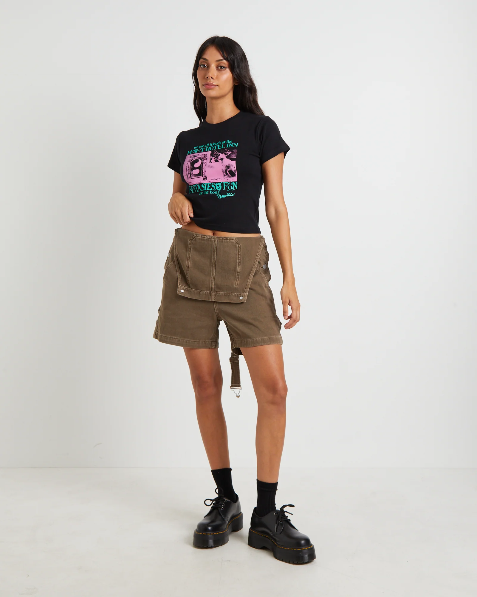 Stayovers Rib Tee in Black - Image 3