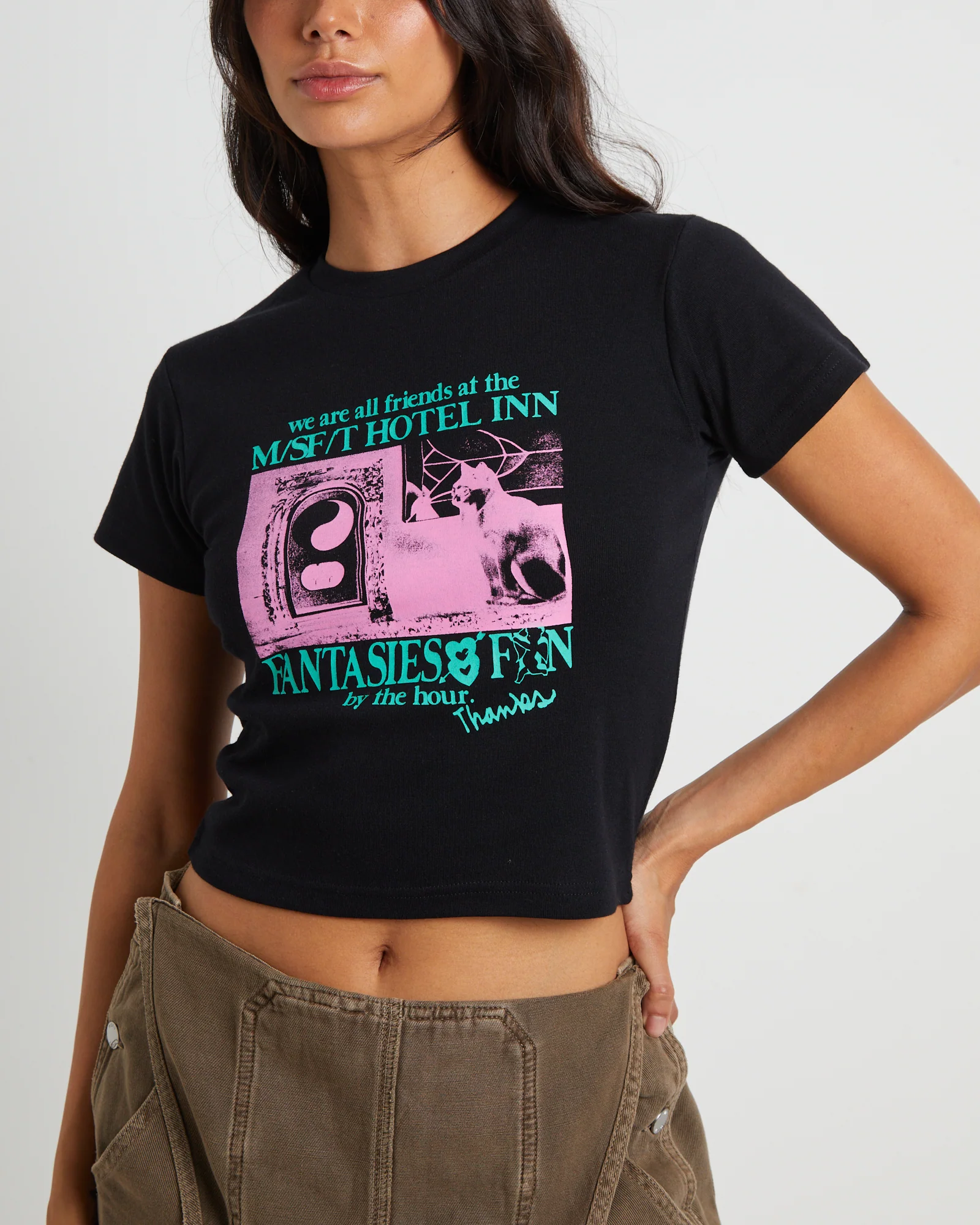 Stayovers Rib Tee in Black - Image 5