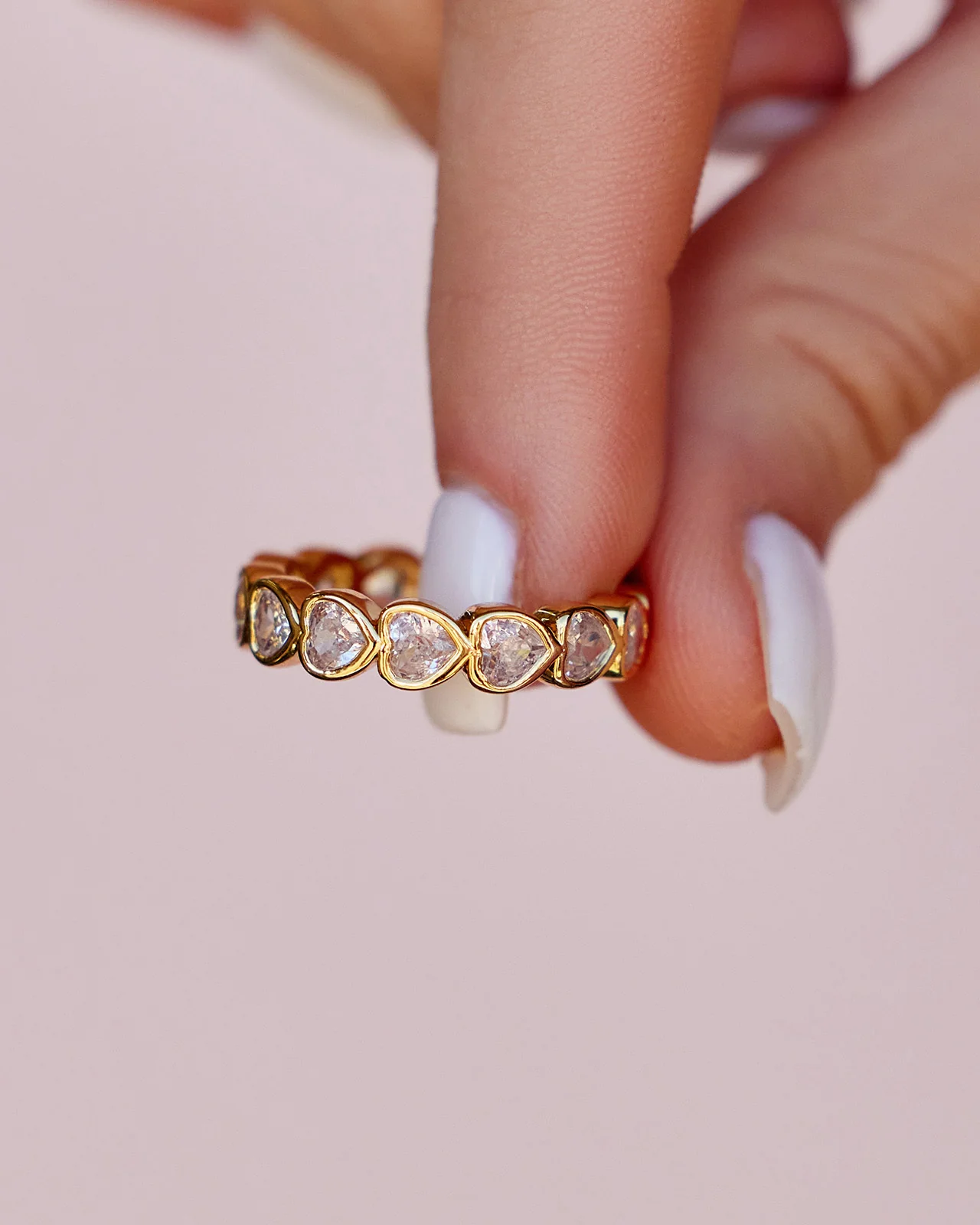 Stone Heart Band Gold Ring - Image 3