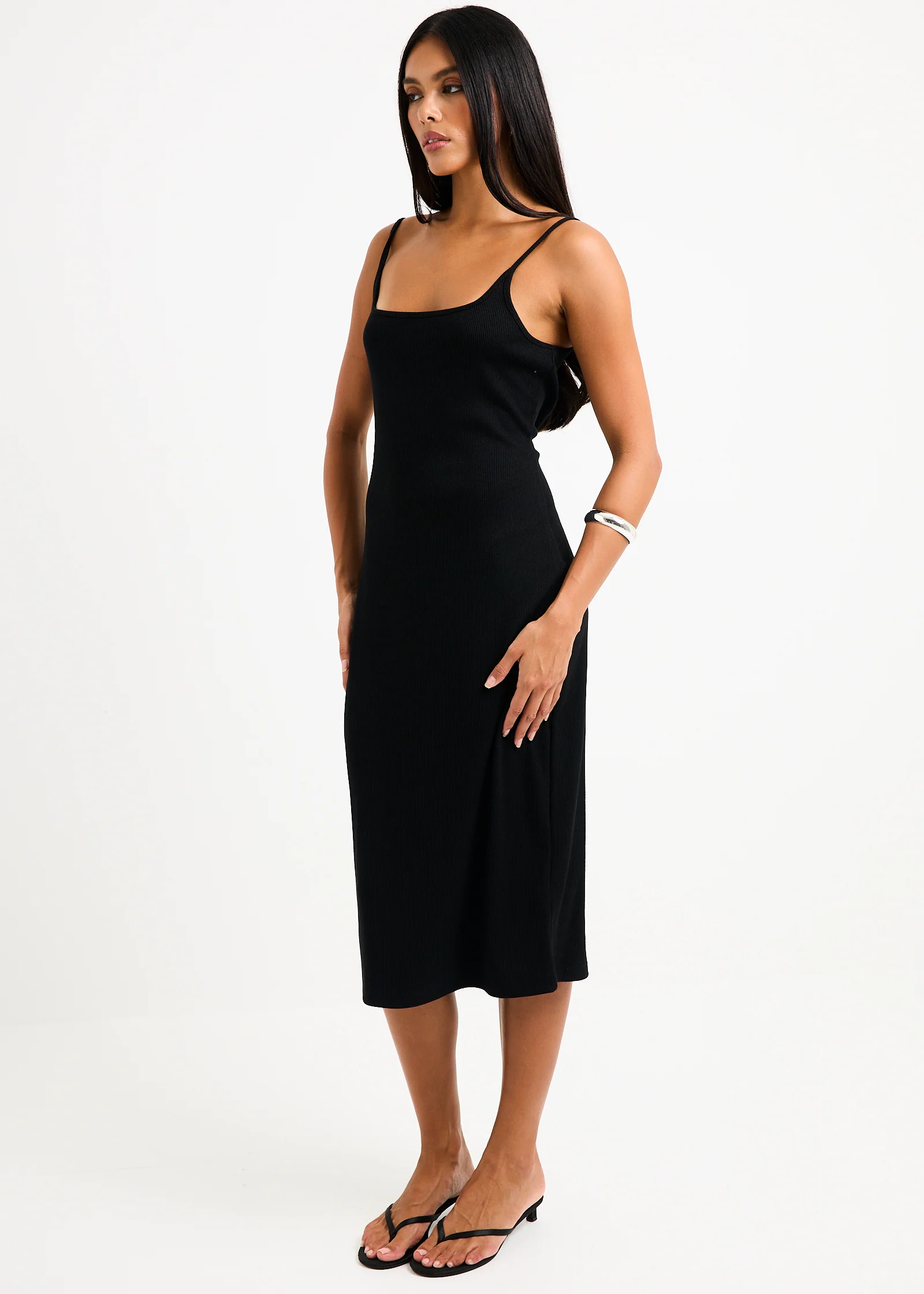 Straight Neck Midi Dress - Image 4