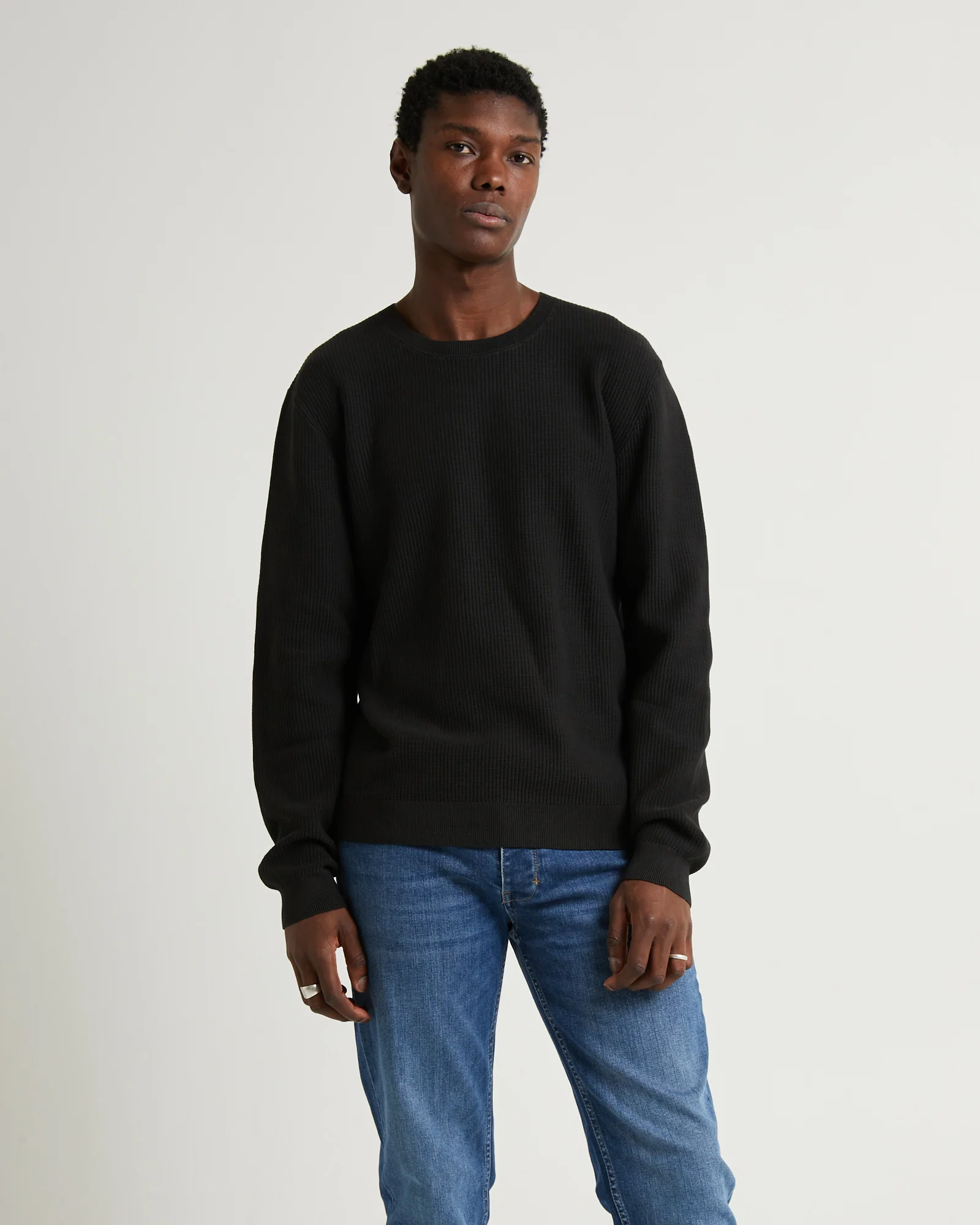 Strummer Rib Long Sleeve Black - Image 3