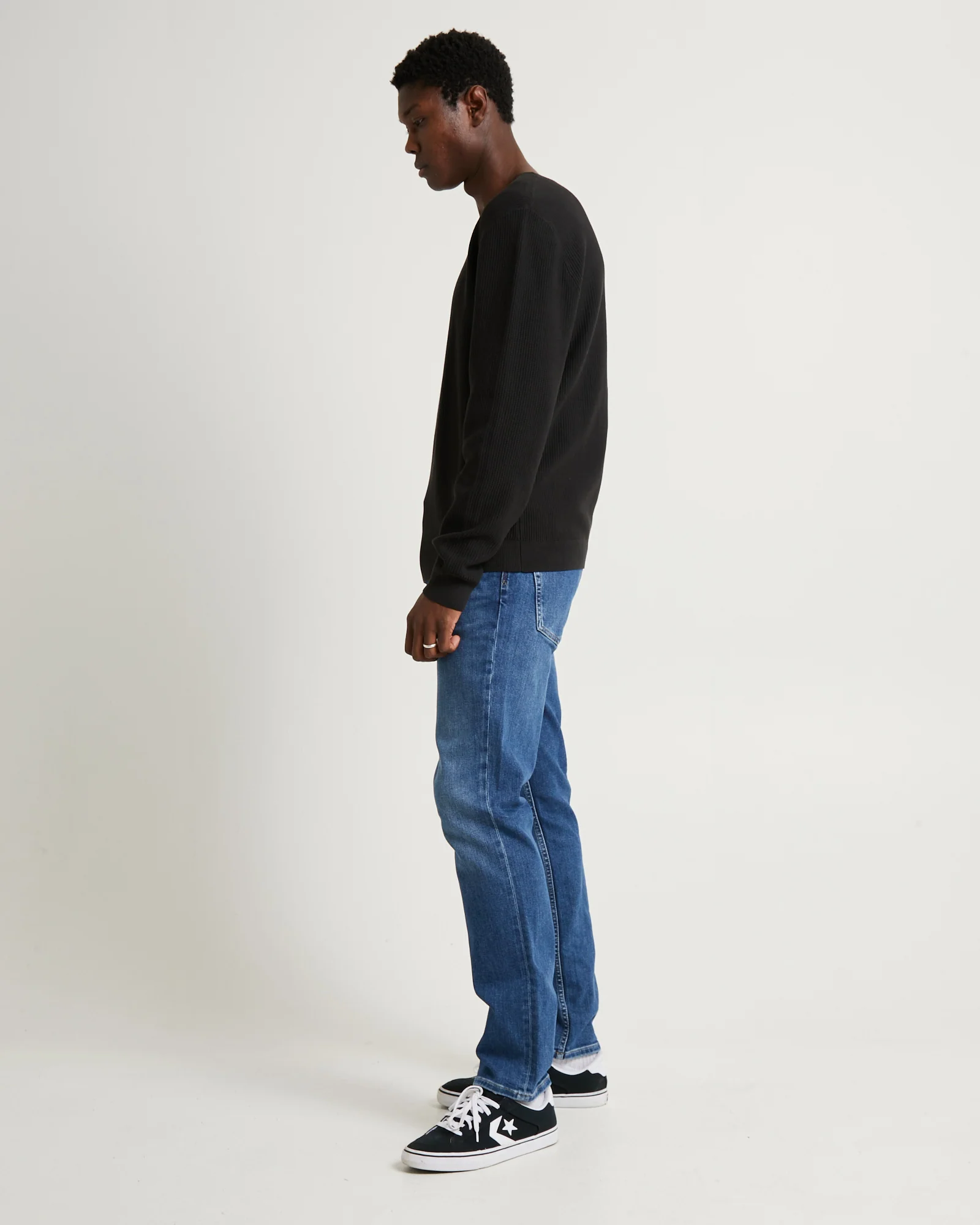 Strummer Rib Long Sleeve Black - Image 5