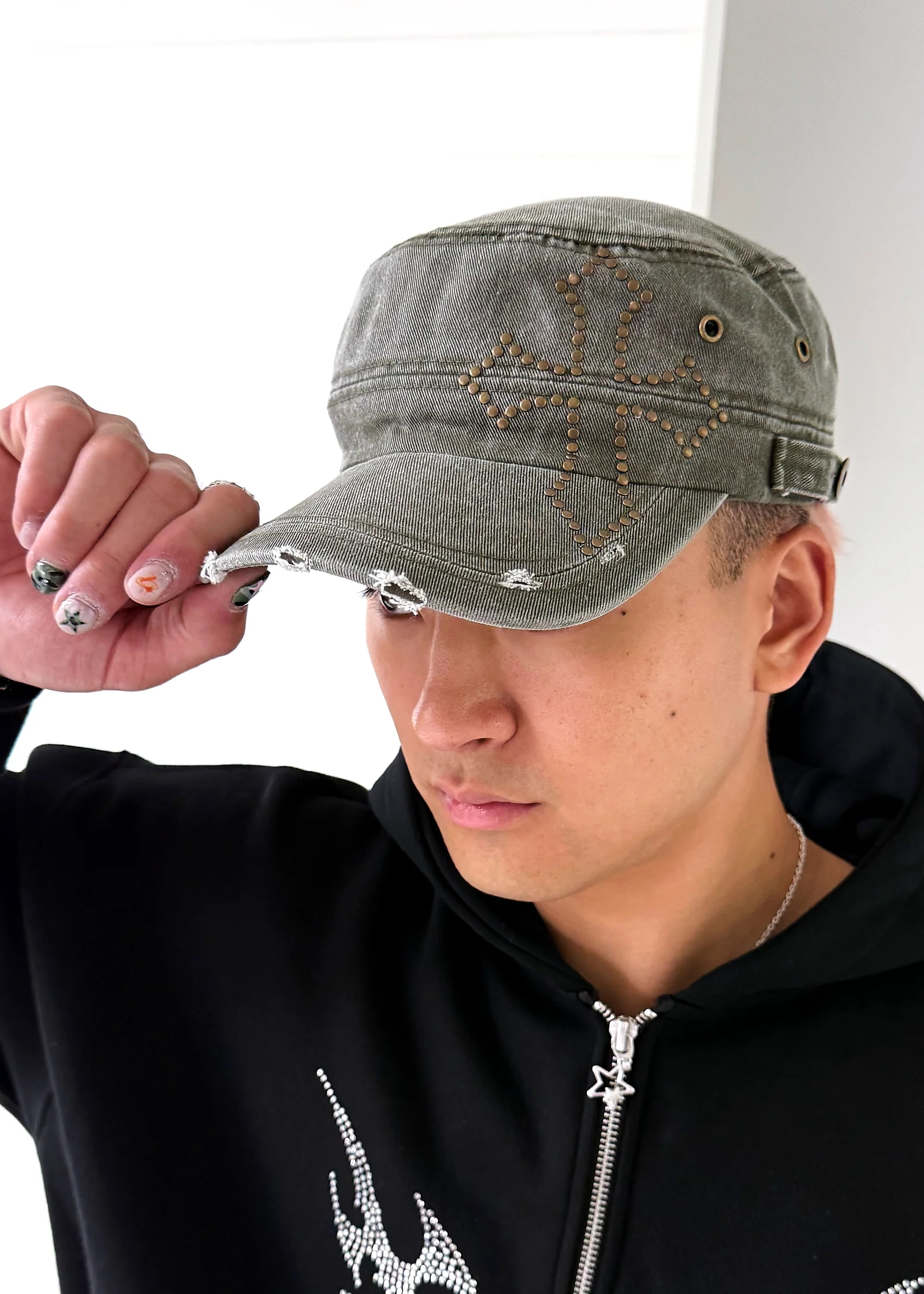 Studded Military Cap - Image 3