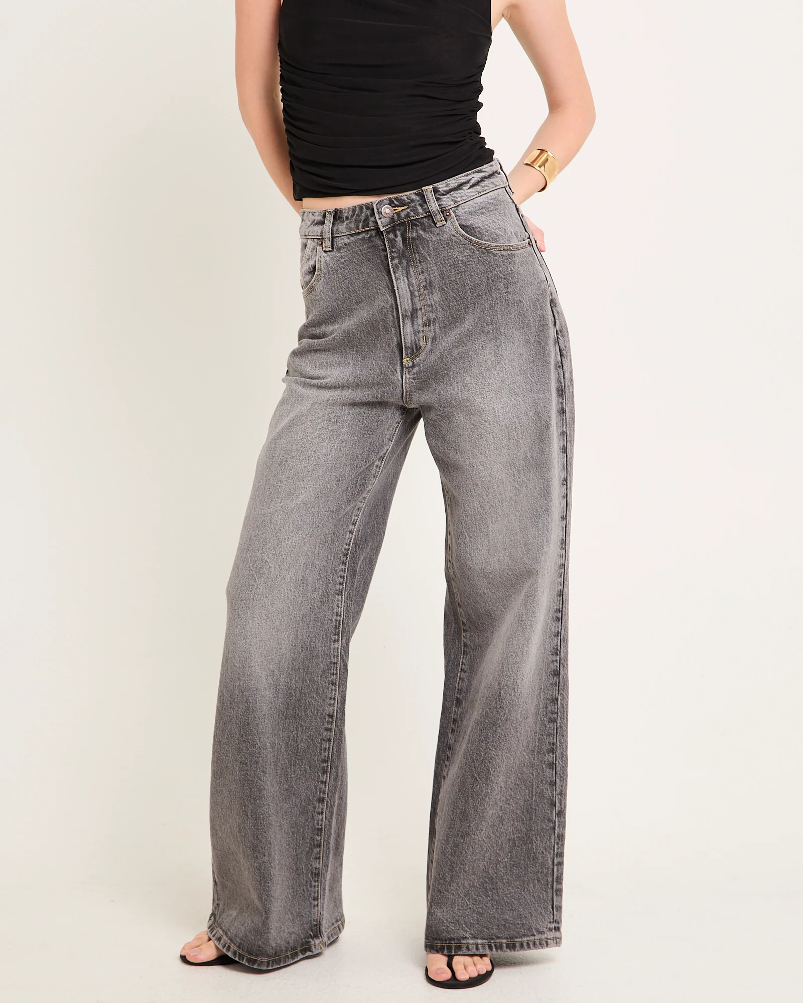 Studio Flare Denim Jeans Black Stone - Image 3
