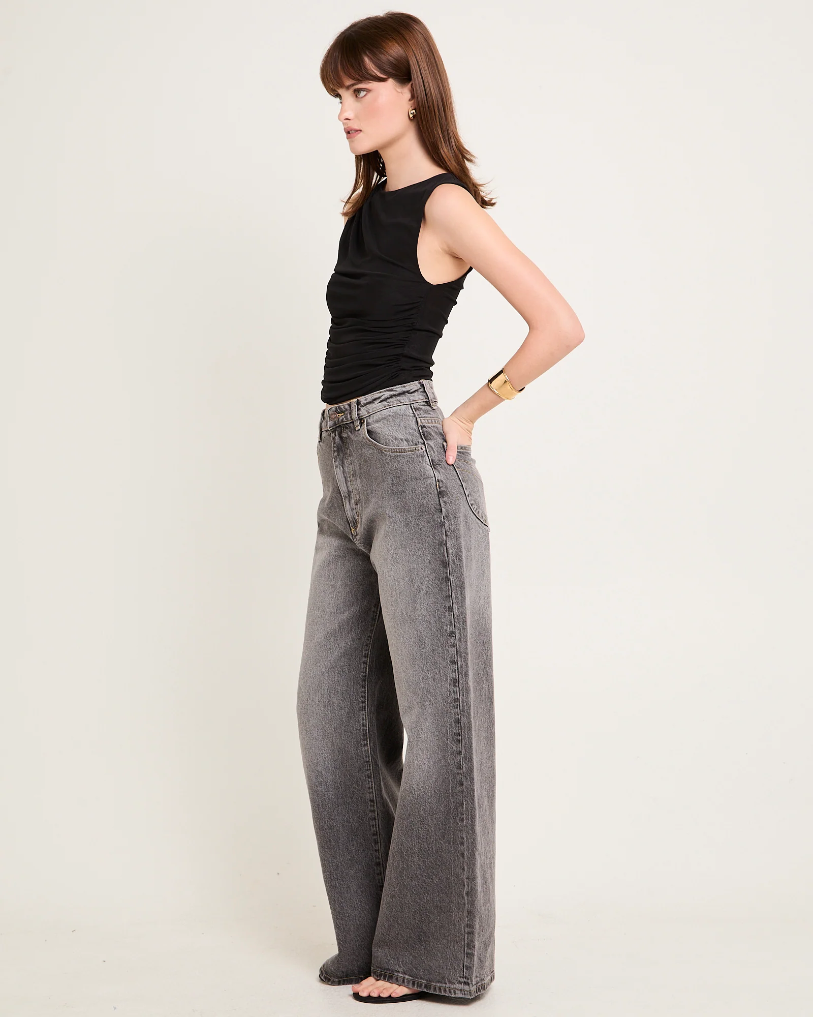 Studio Flare Denim Jeans Black Stone - Image 4