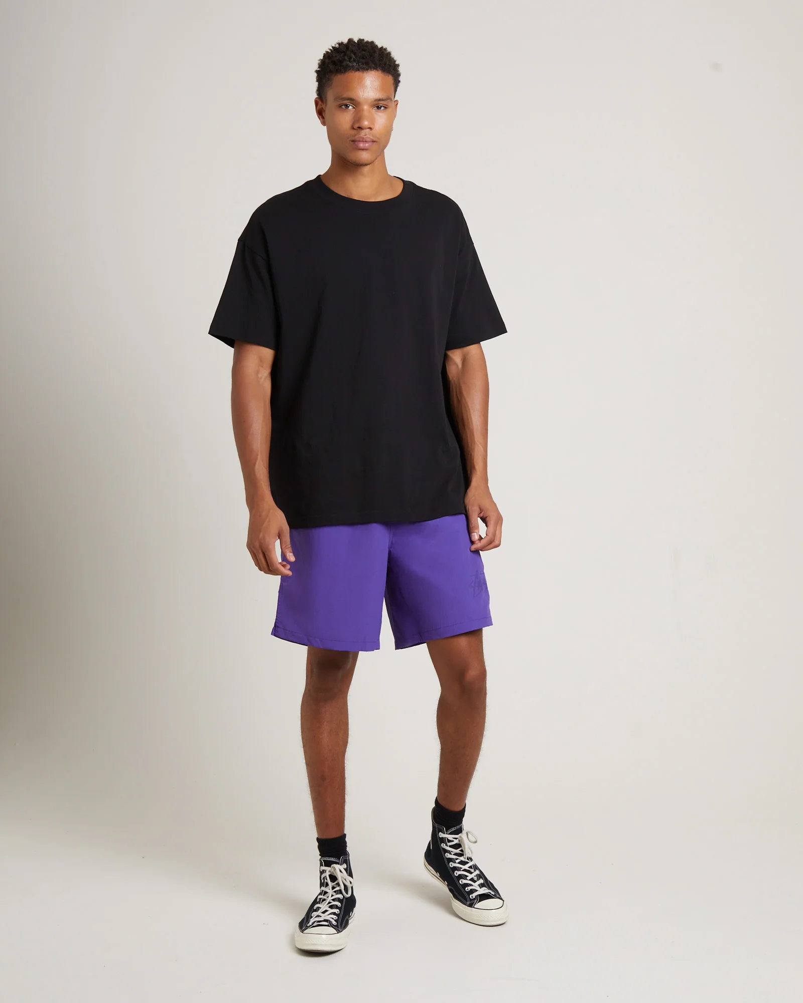 Stussy Big Stock Nylon Shorts in Purple - Image 2