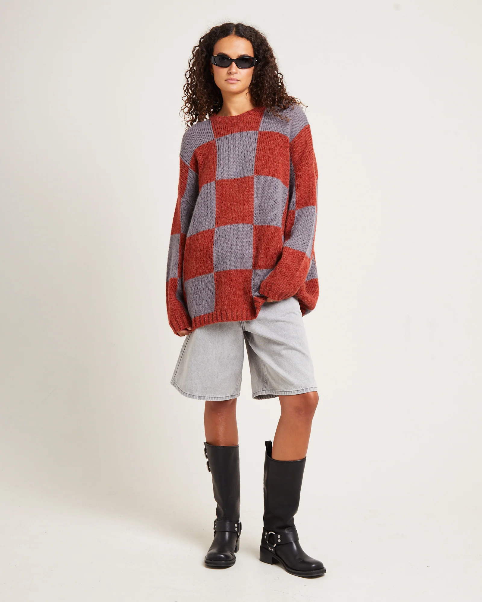 Stussy Check Oversized Knit Red - Image 3