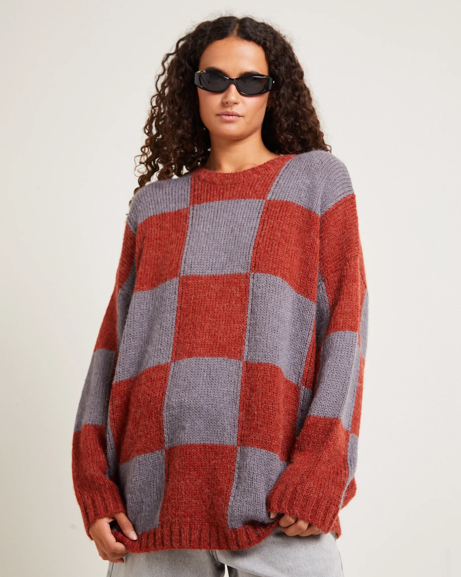 Stussy Check Oversized Knit Red - Image 5