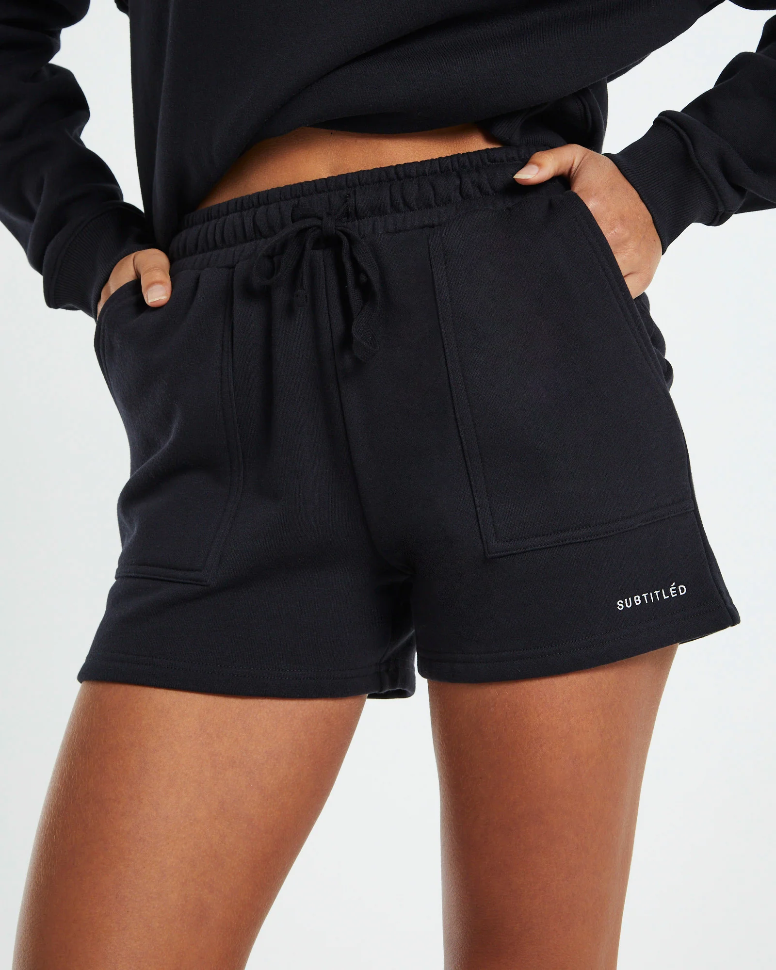 Subtitled State Fleece Shorts Almost Black