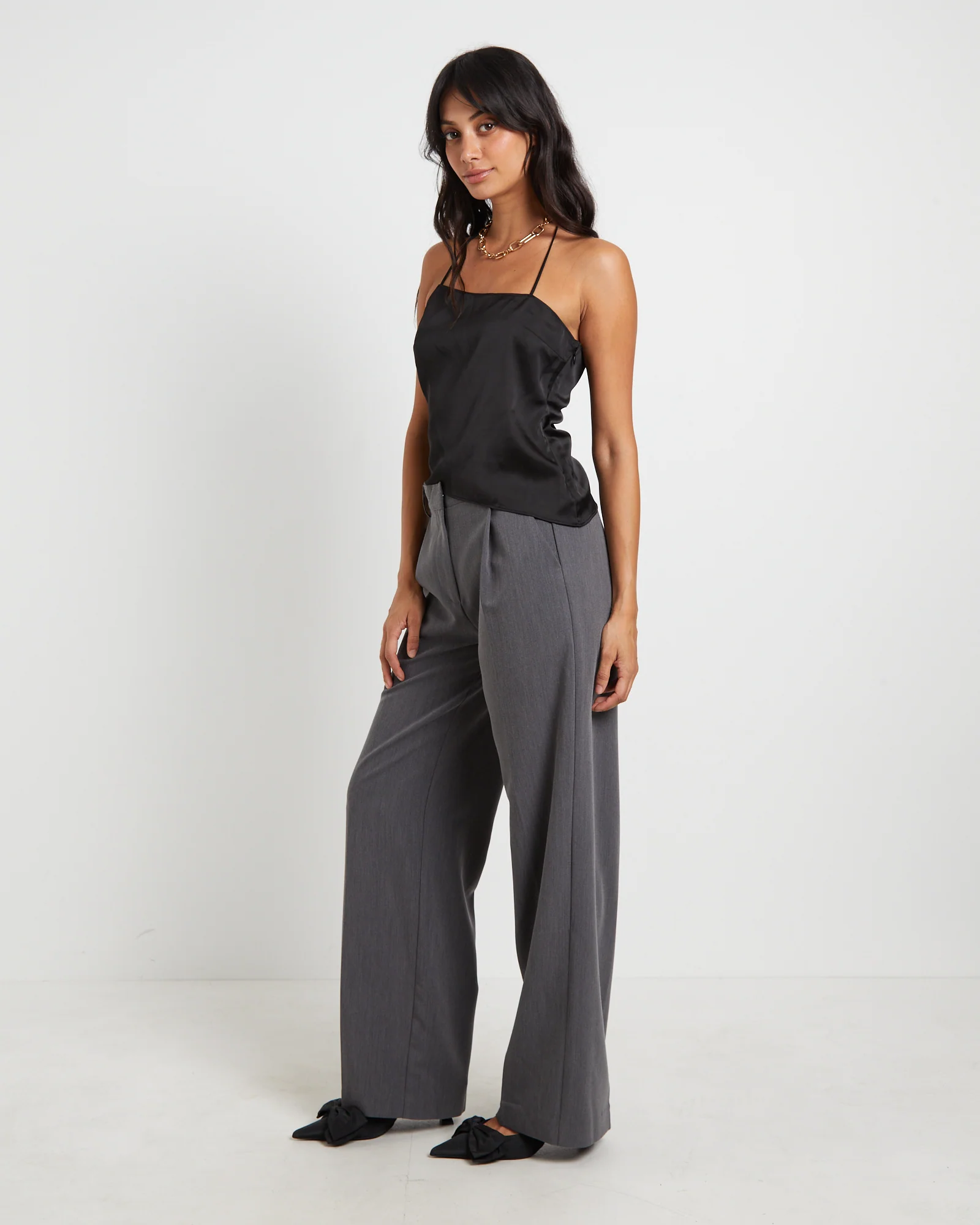 Suki Silky Asymmetric Top in Black - Image 4