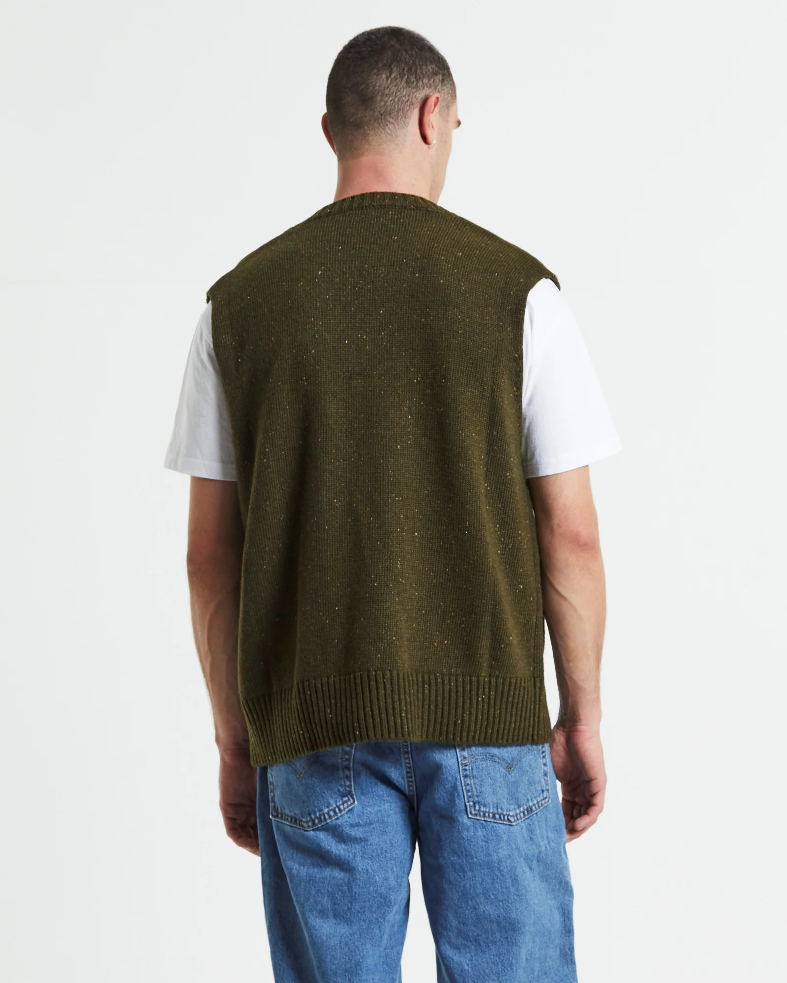 Sunday Knitted Box Vest Olive - Image 2