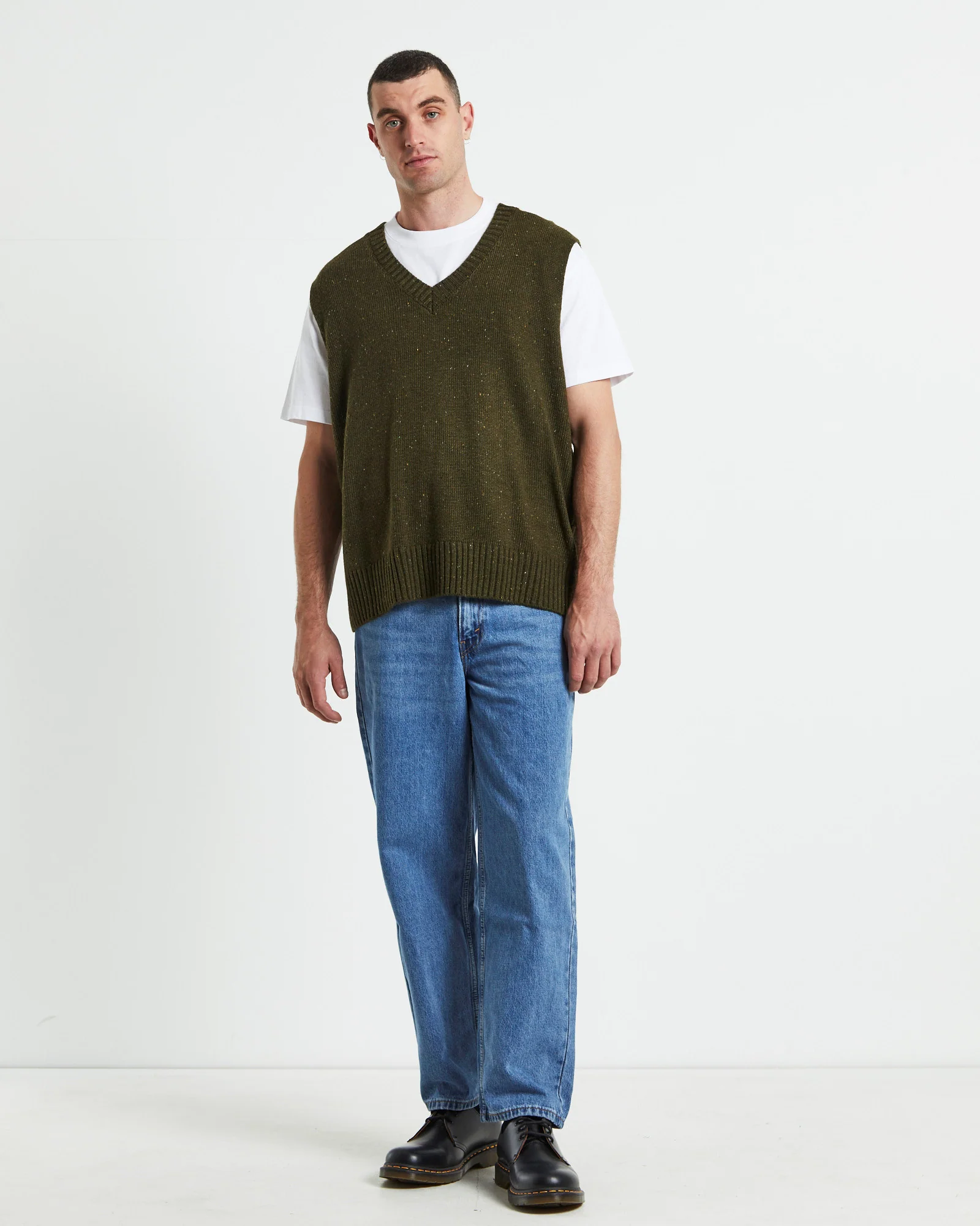 Sunday Knitted Box Vest Olive - Image 3
