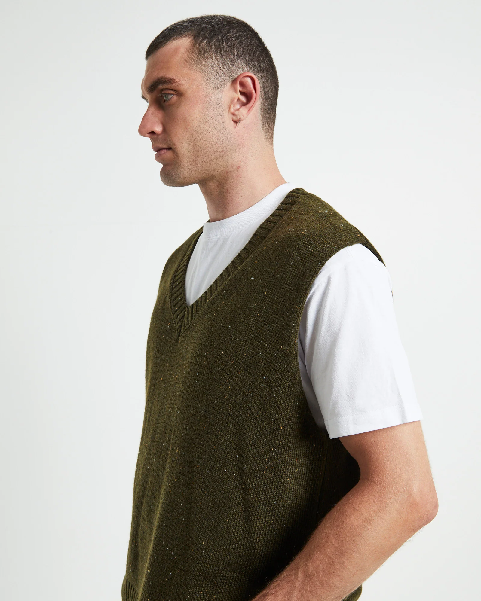 Sunday Knitted Box Vest Olive - Image 5
