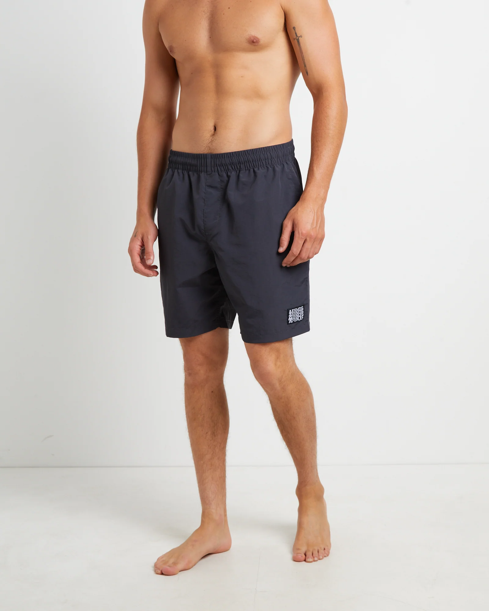 Surf Related Hemp Fixed Waist Swim Shorts in Black - Image 2