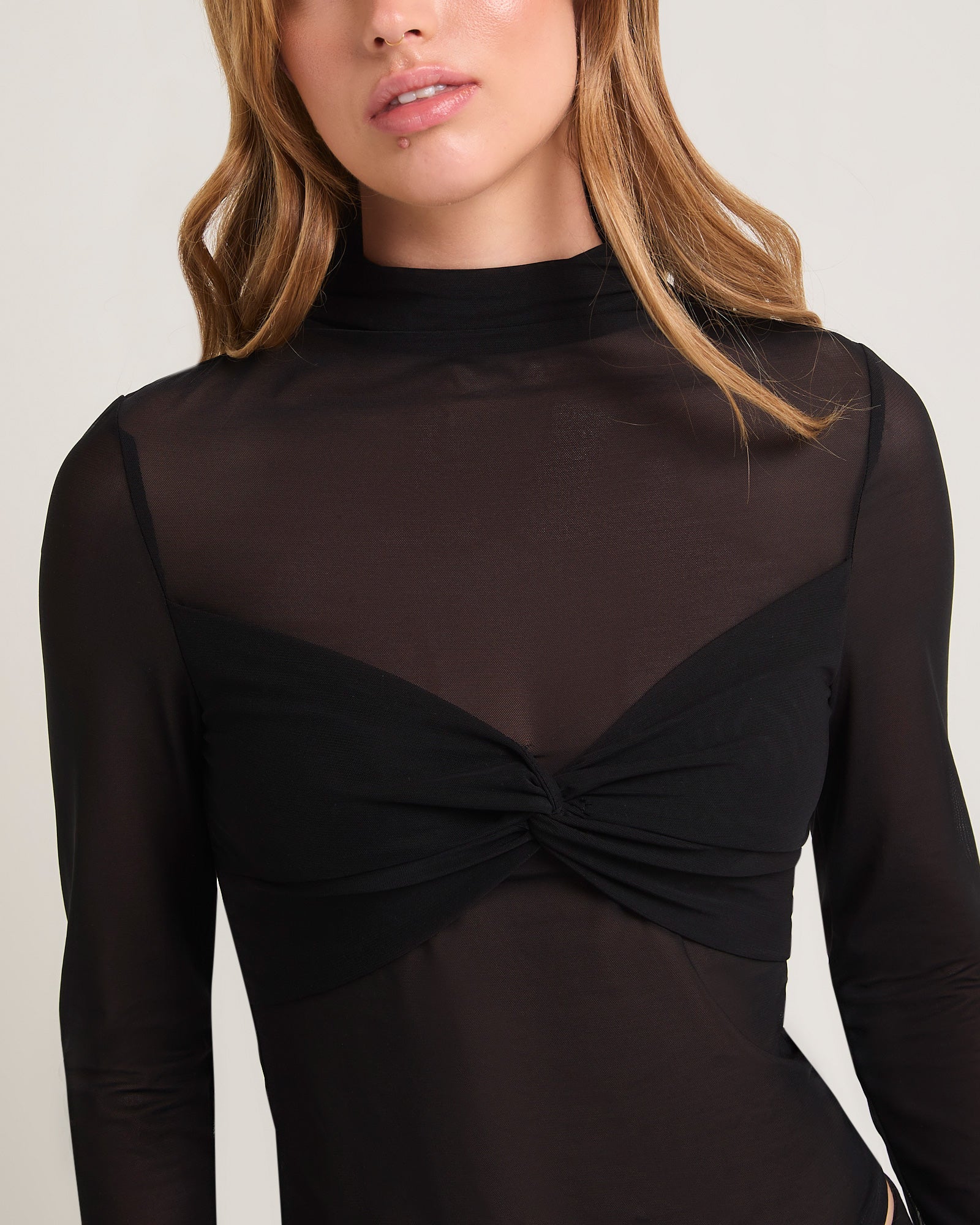 Tae Twist Detail Mesh Turtleneck - Image 5