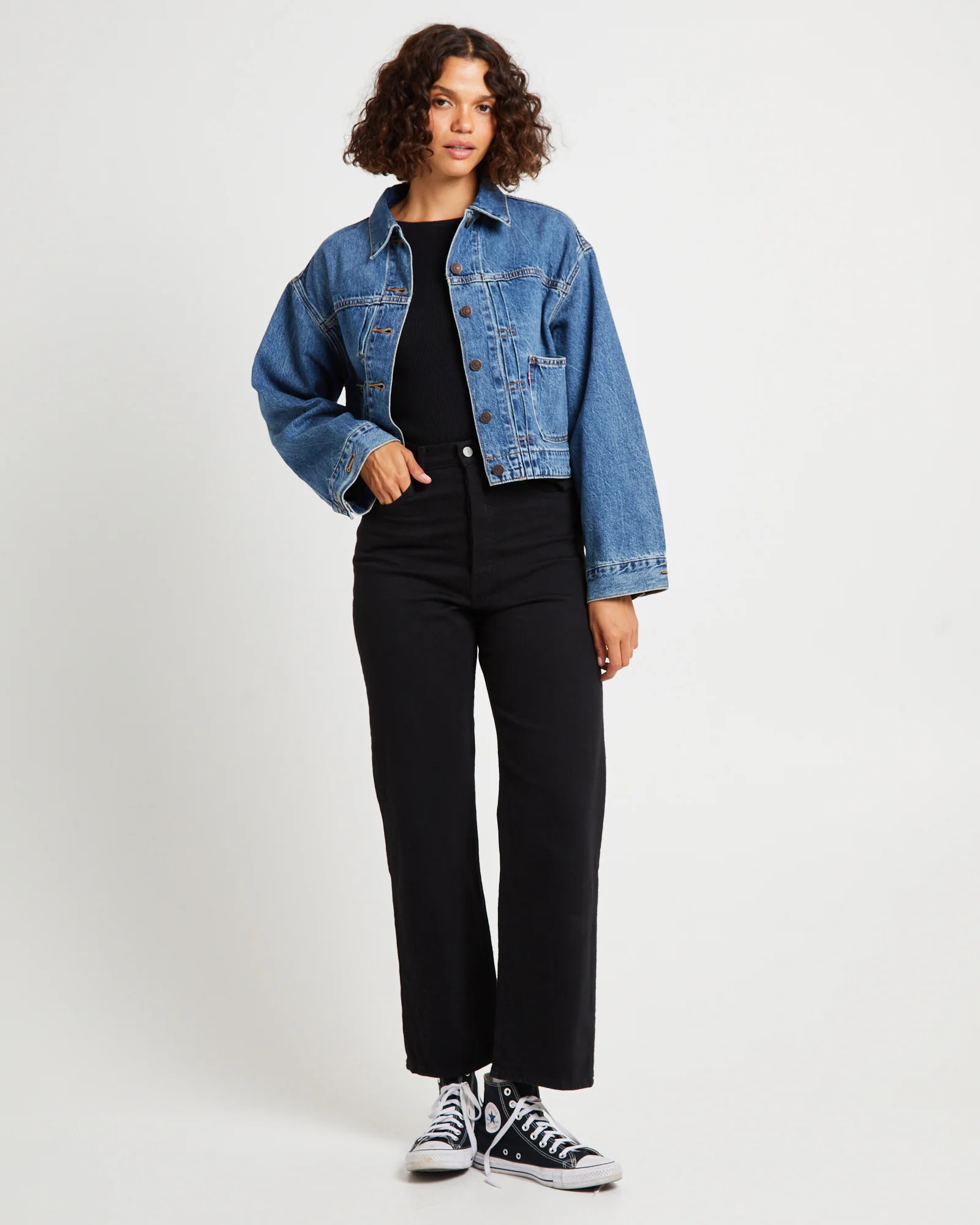 Tailored 90s Denim Trucker Denim Jacket - Image 3
