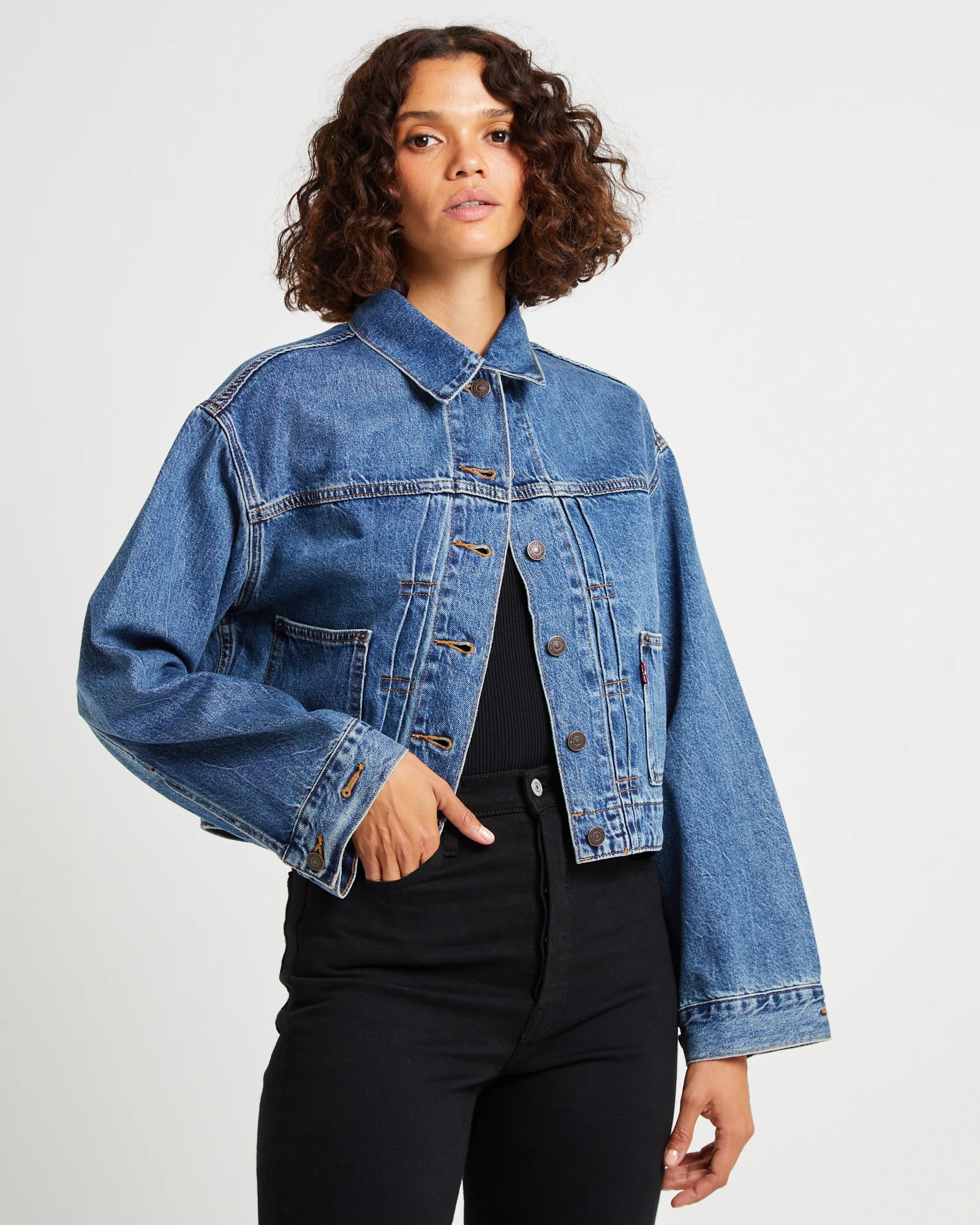 Tailored 90s Denim Trucker Denim Jacket - Image 6