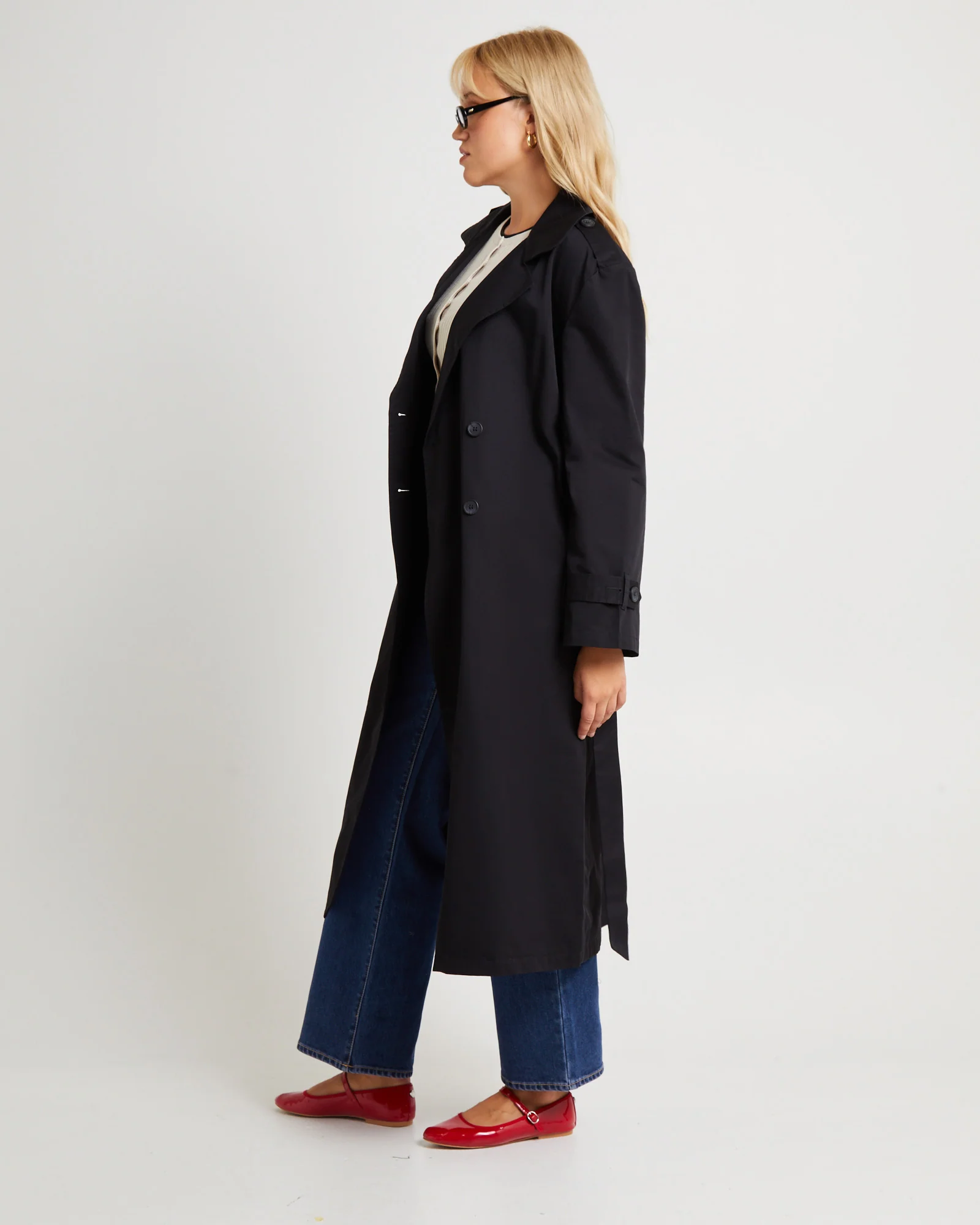 Tamika Trench Coat Black - Image 4