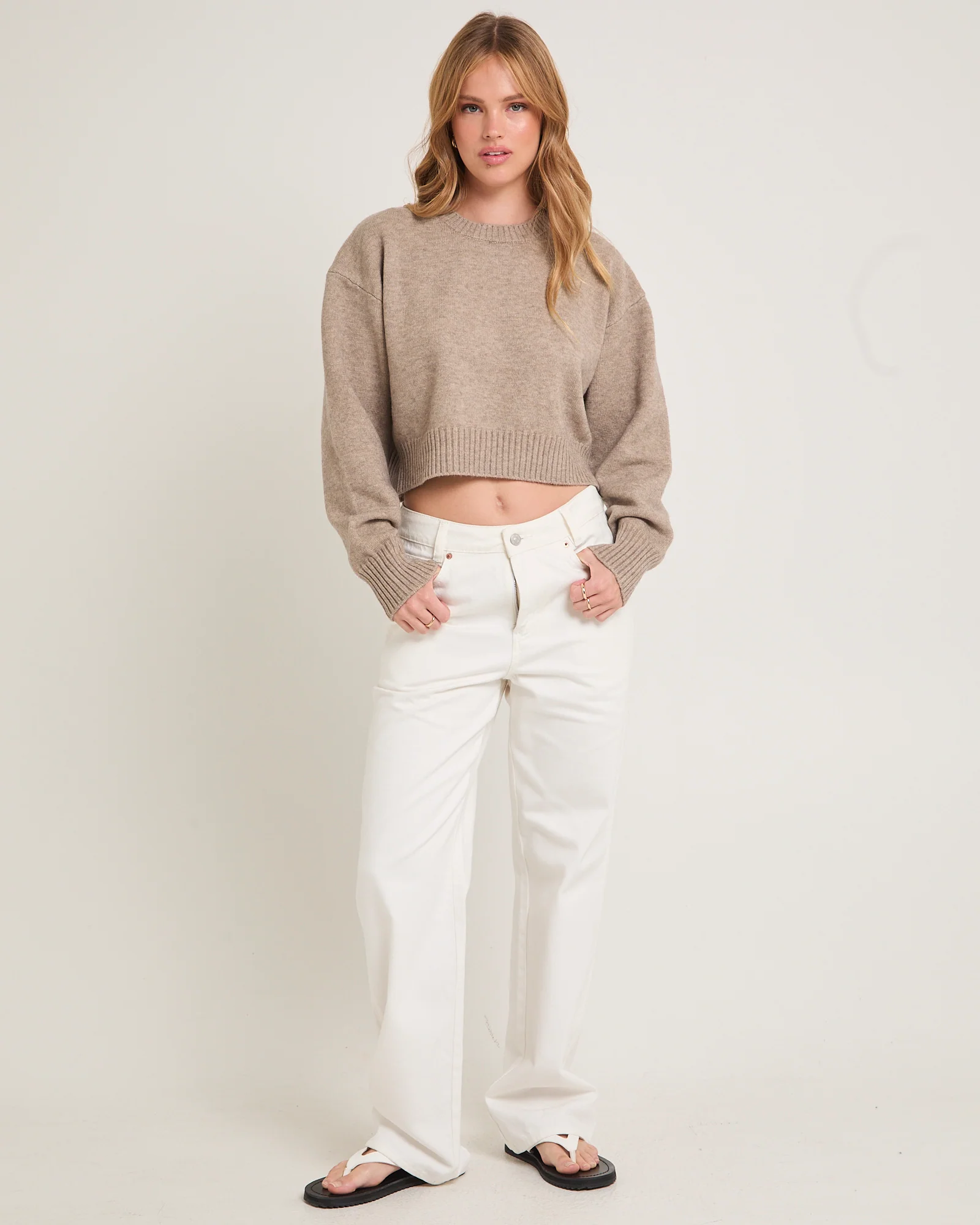 Tasmine Cropped Knit Sweater - Image 3