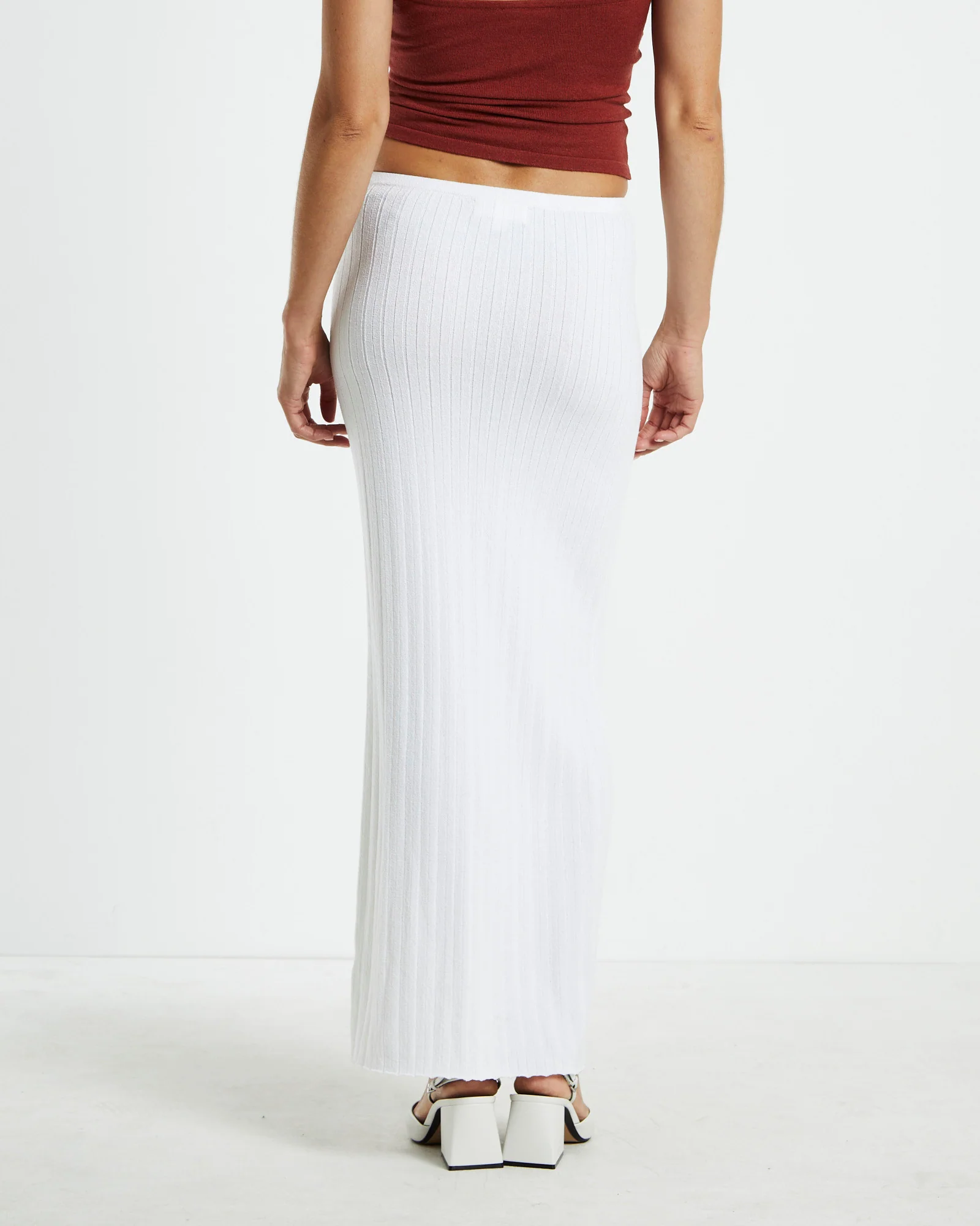 Tayla Texture Knit Midi Skirt Off White - Image 2