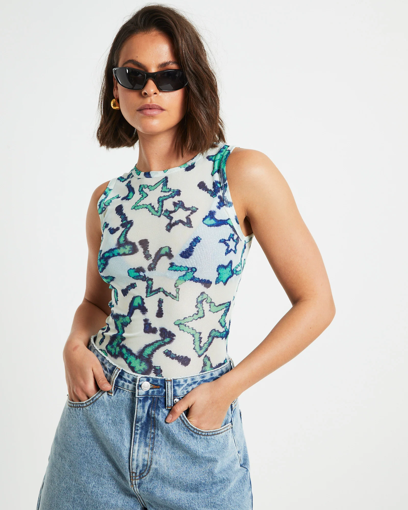 Teagan Print Mesh Tank Top in Assorted - Image 5