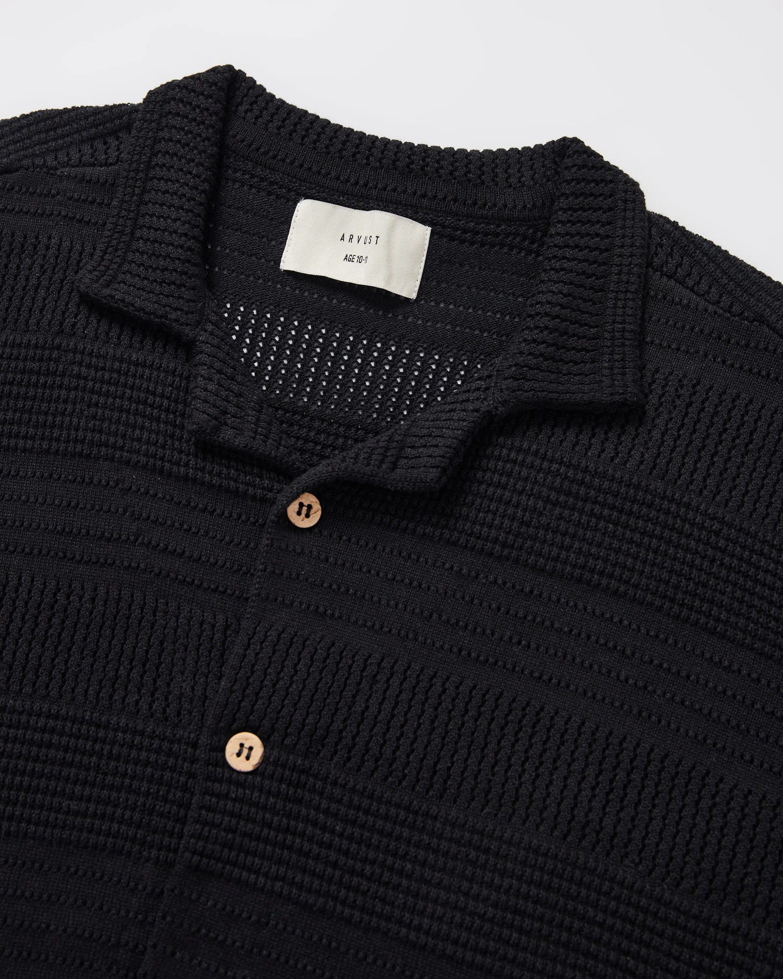 Teen Boys Fugar Knitted Short Sleeve Resort Shirt in Black - Image 3