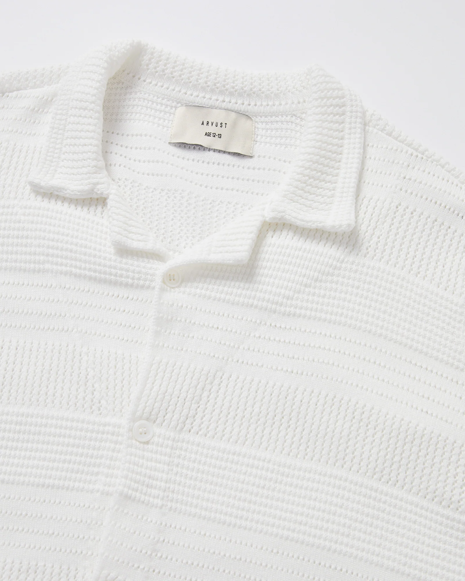 Teen Boys Fugar Knitted Short Sleeve Resort Shirt in White - Image 3