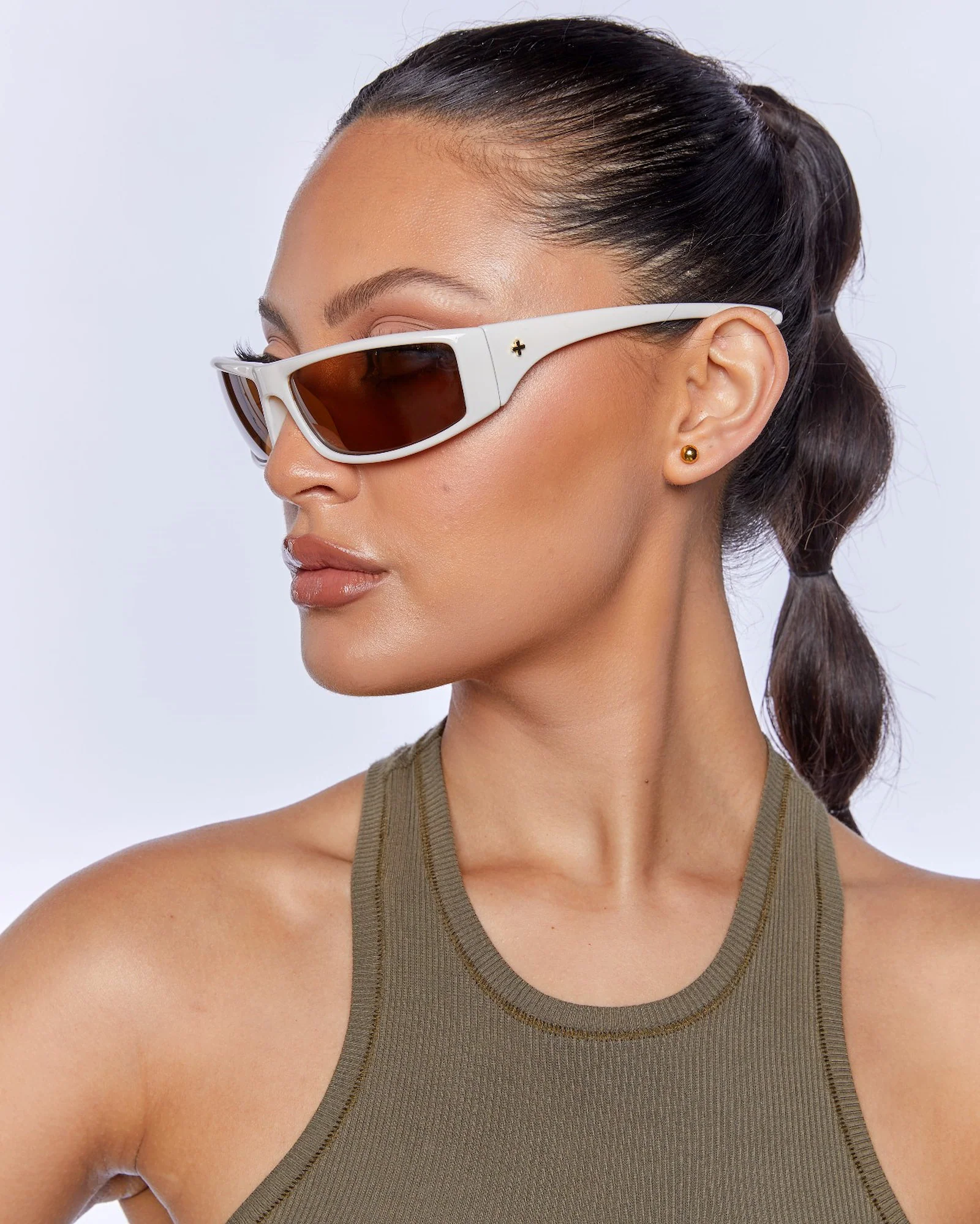 Tempo Sunglasses Ivory Brown Mono - Image 3