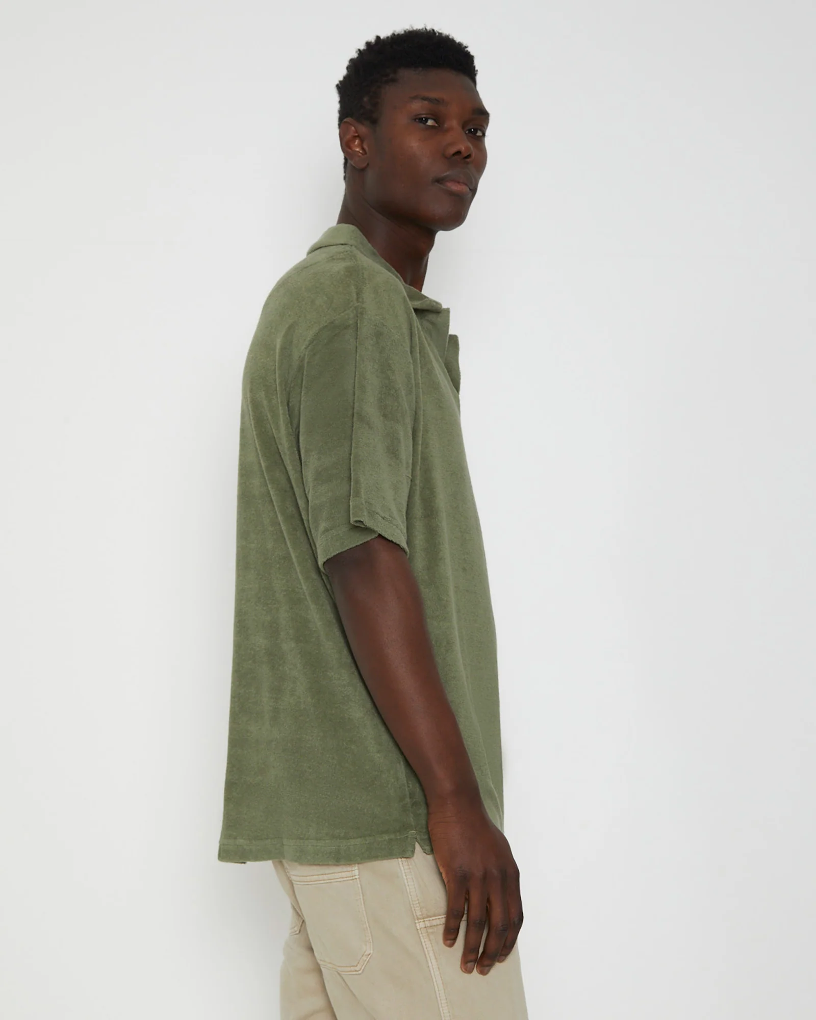 Terry Rolo Polo Short Sleeve T-Shirt in Moss - Image 4