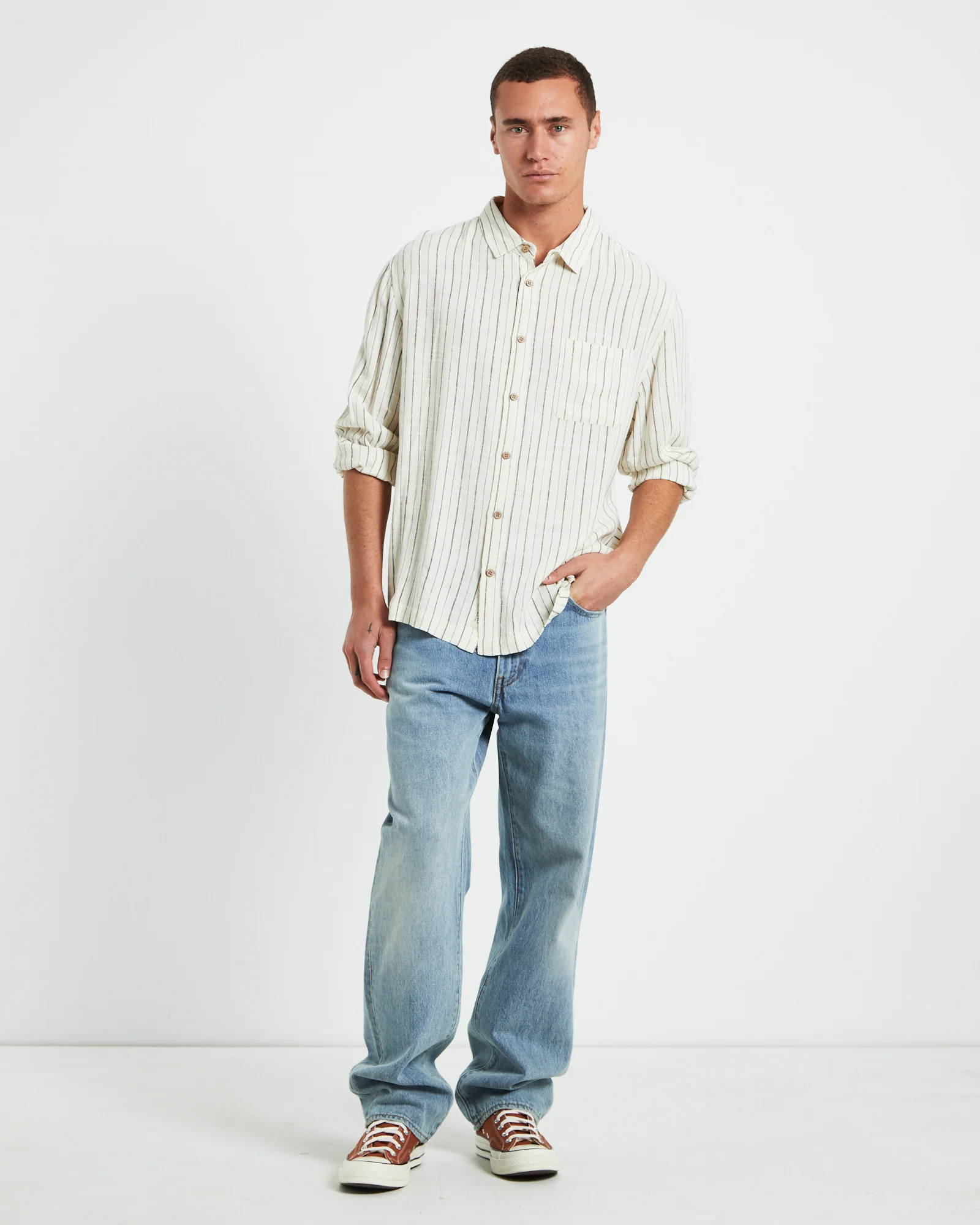 Tesky Linen Long Sleeve Shirt in Natural - Image 3
