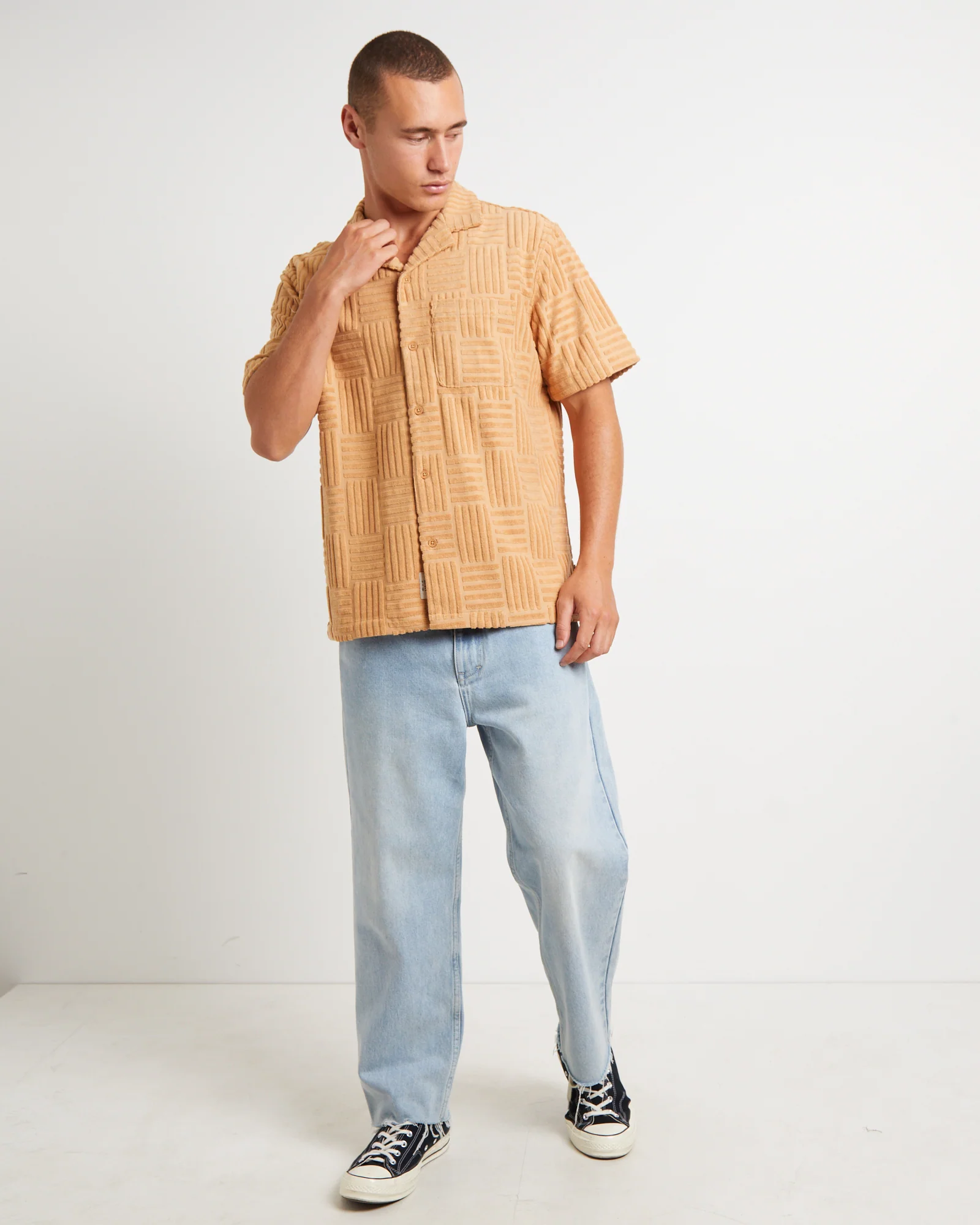 The Barton Terry Short Sleeve Resort Shirt in Rust - Image 3
