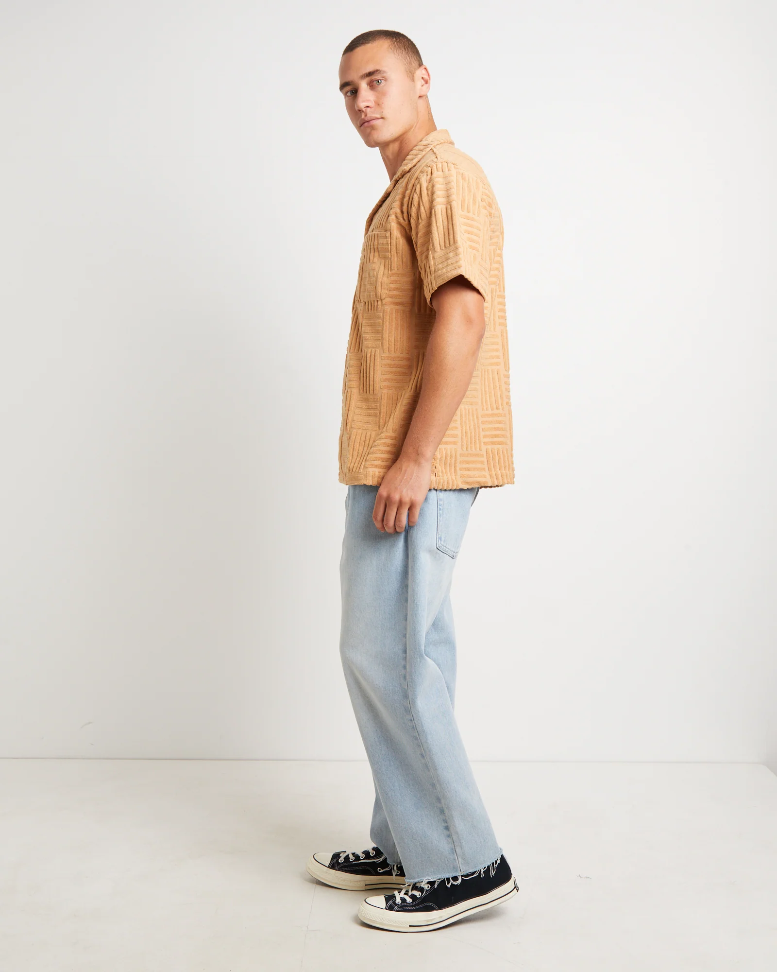 The Barton Terry Short Sleeve Resort Shirt in Rust - Image 4