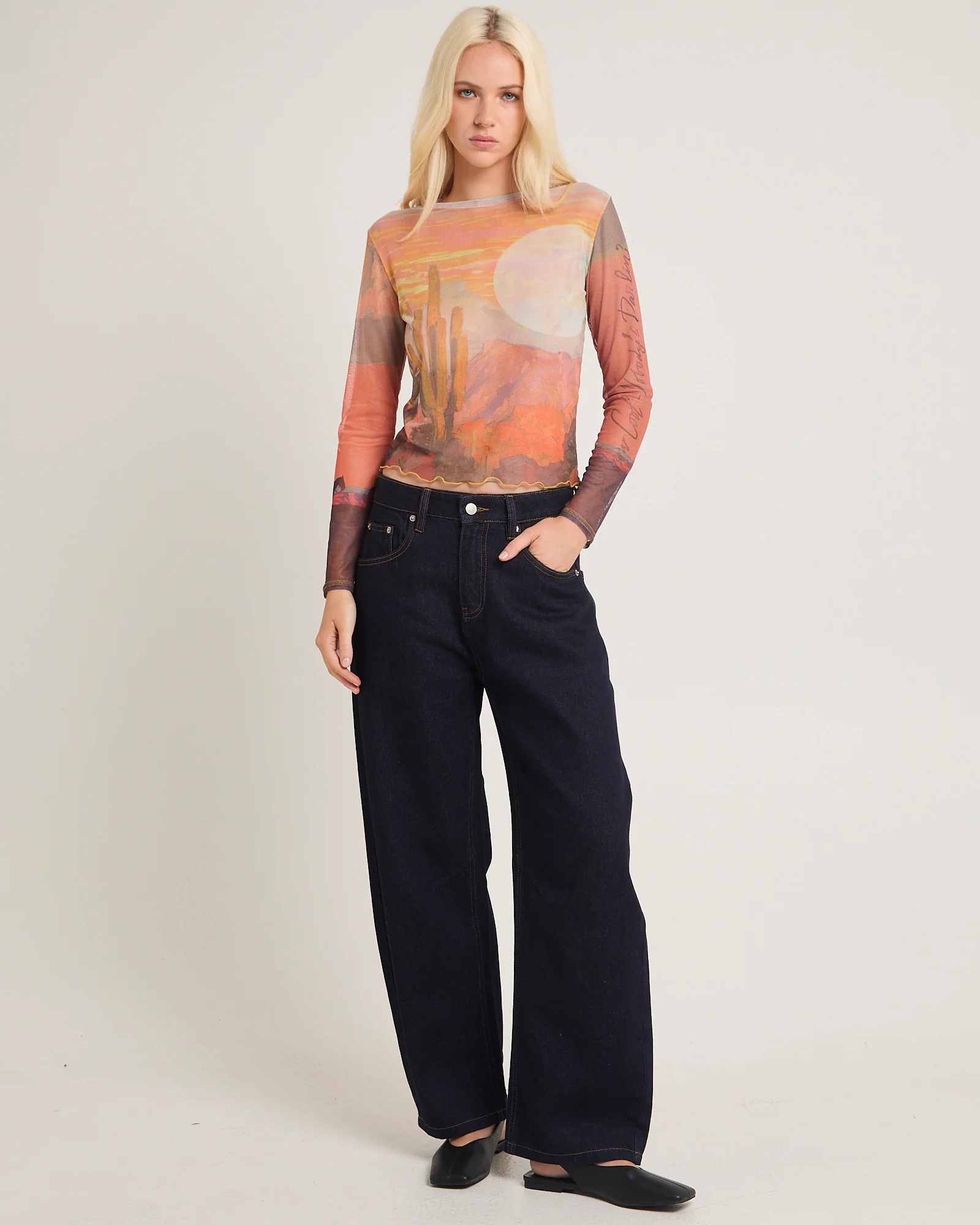 The Mesh Crop Long Sleeve Top - Image 3