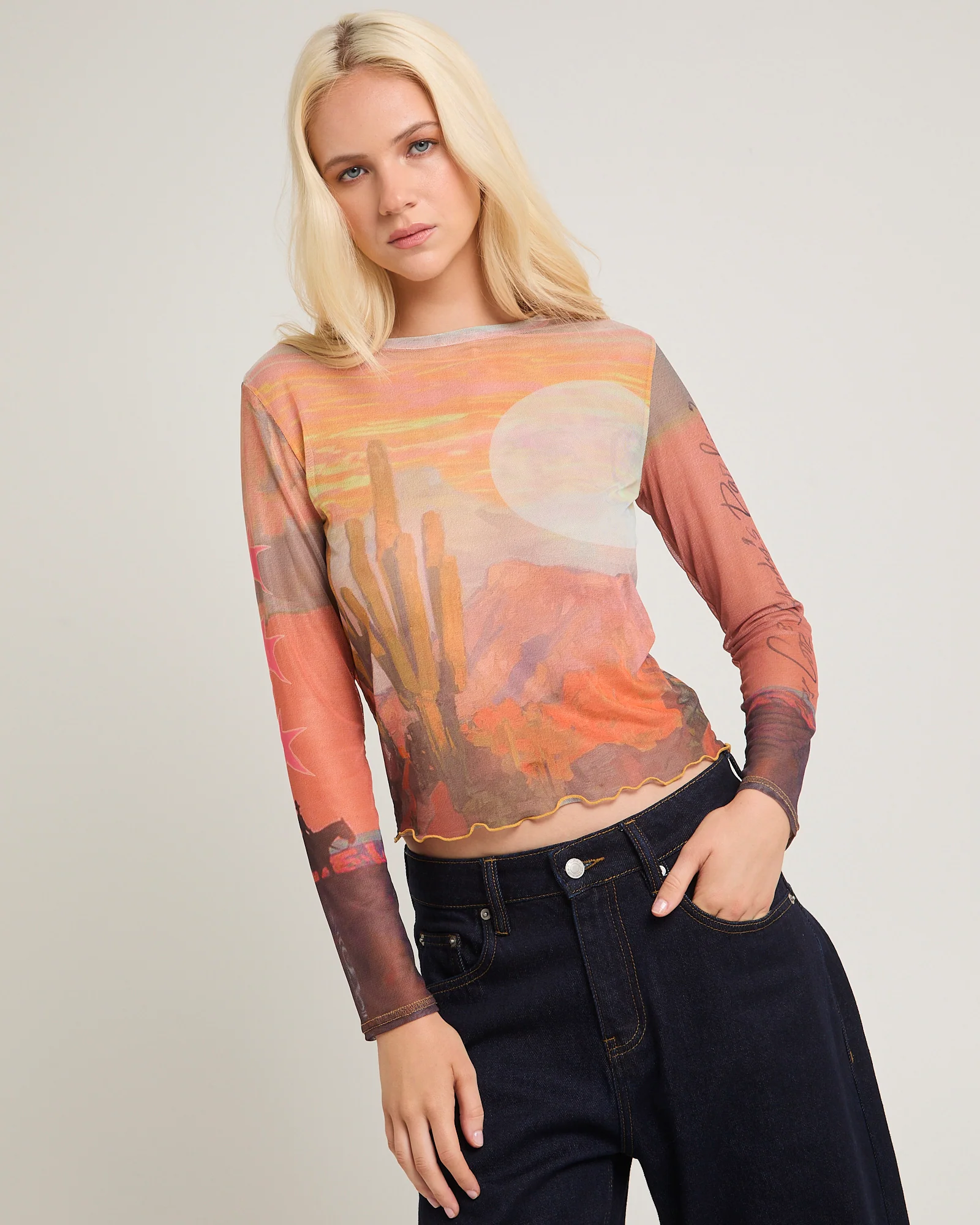The Mesh Crop Long Sleeve Top - Image 5