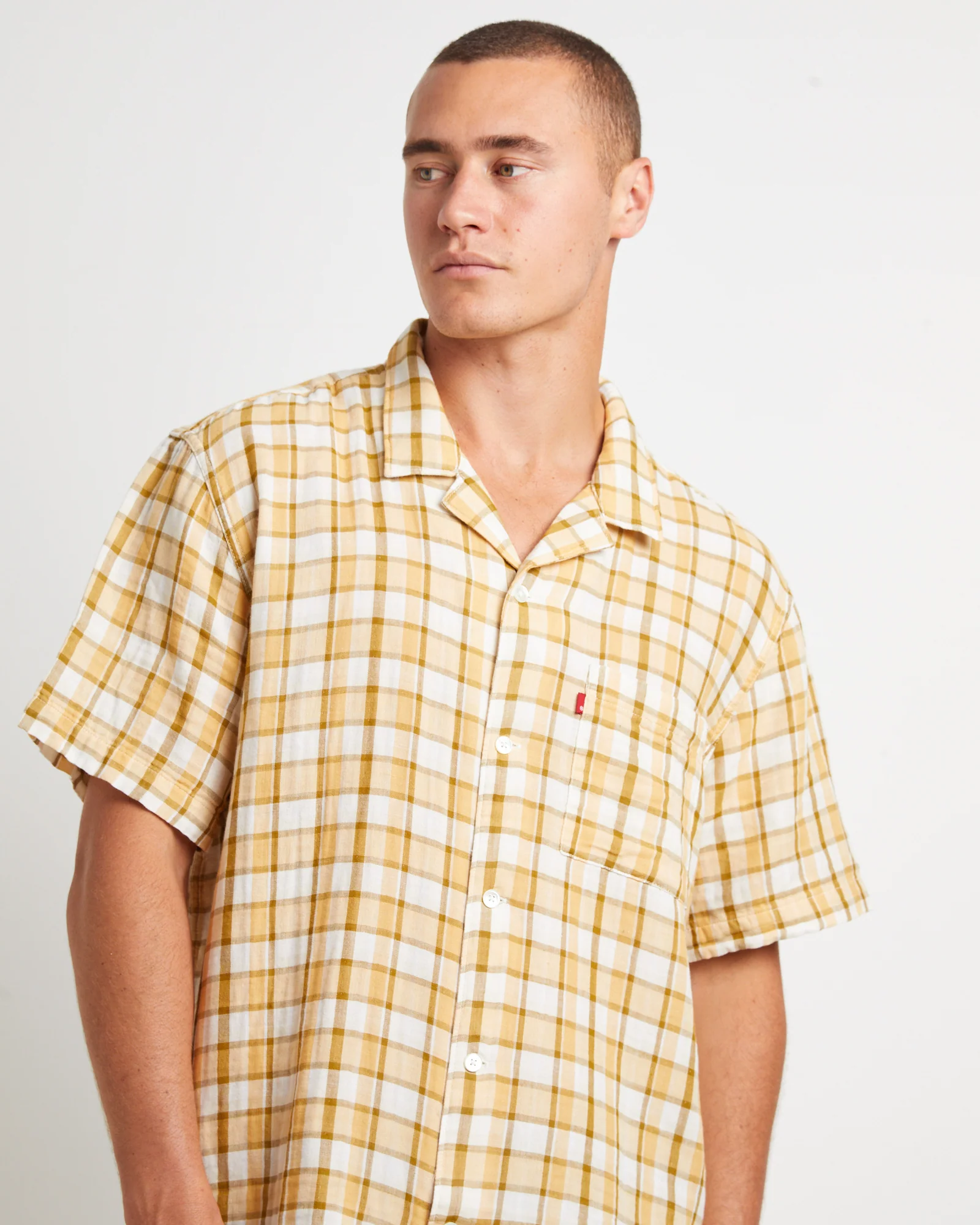 The Sunset Camp Short Sleeve Shirt in Bill Plaid Curry - Image 5