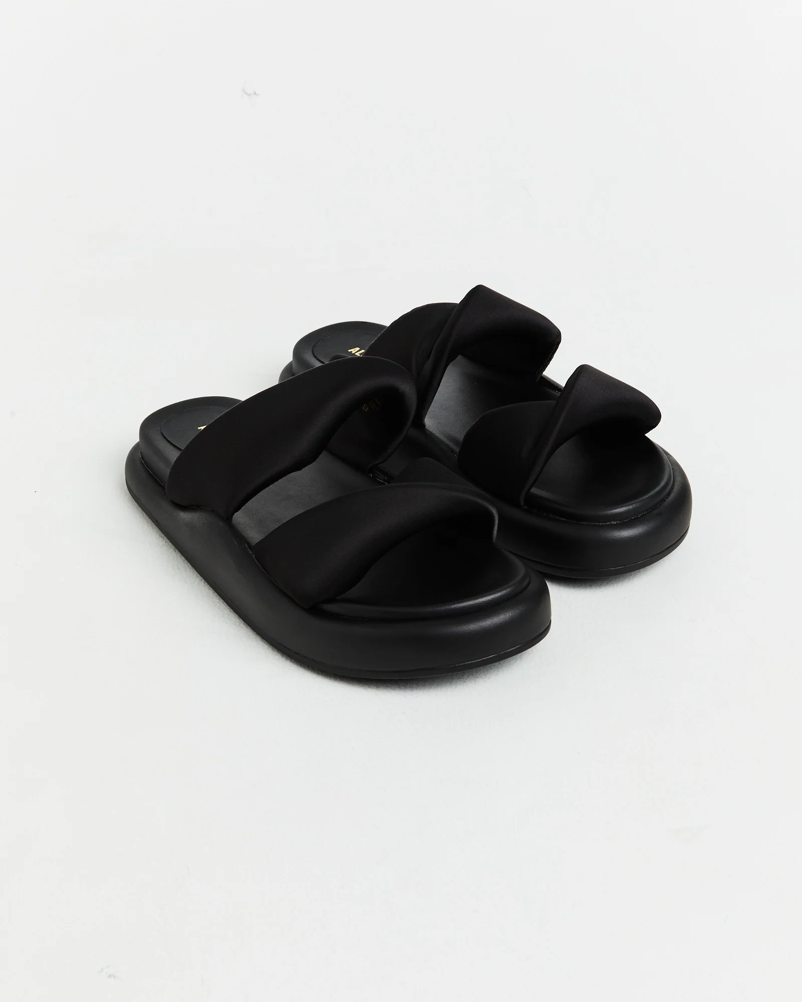 Therese Satin Slides in Black - Image 2