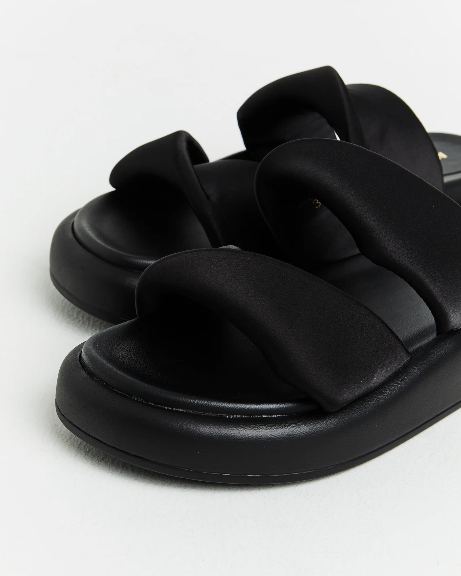 Therese Satin Slides in Black - Image 4
