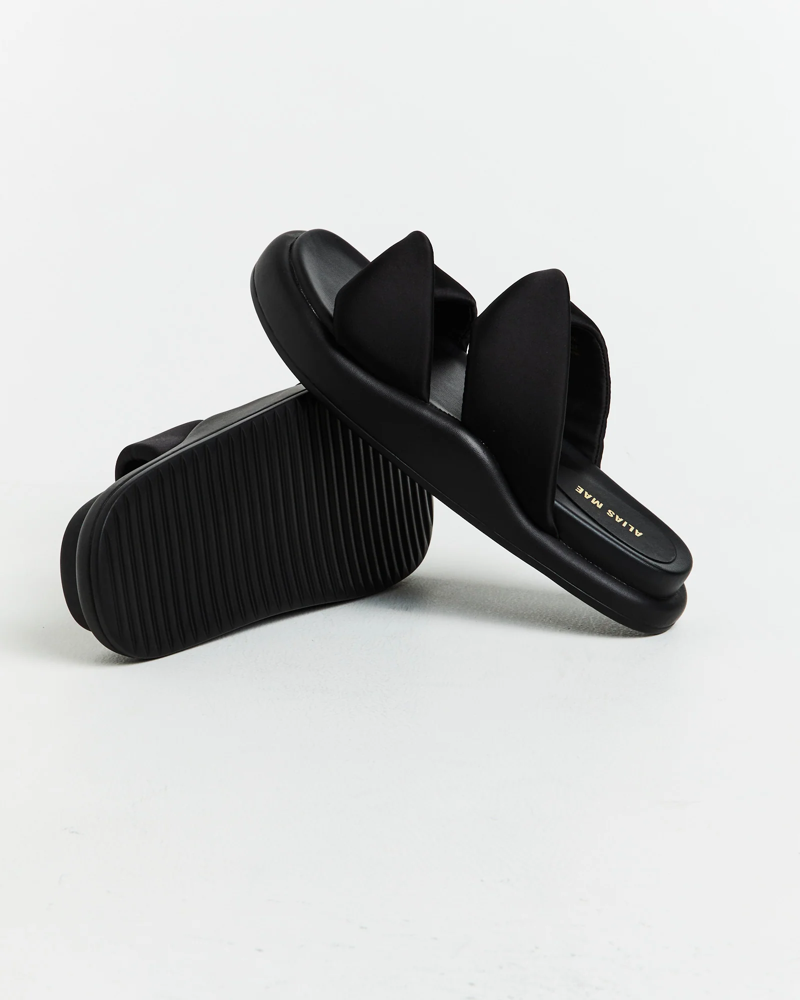 Therese Satin Slides in Black - Image 7