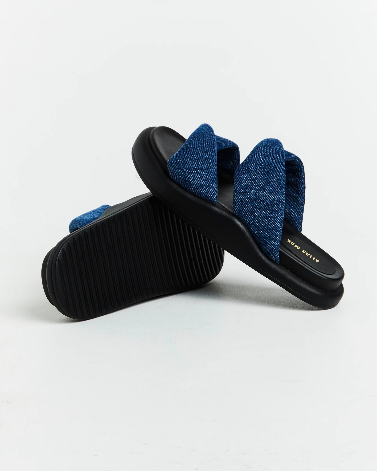 Therese Slides in Dark Denim Blue - Image 7
