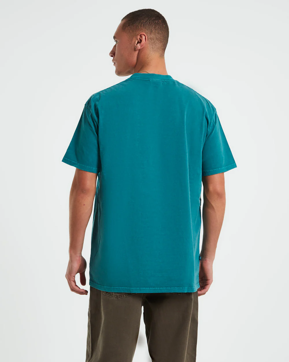 Thick 50-50 Heavyweight Short Sleeve T-Shirt in Ocean Blue - Image 2