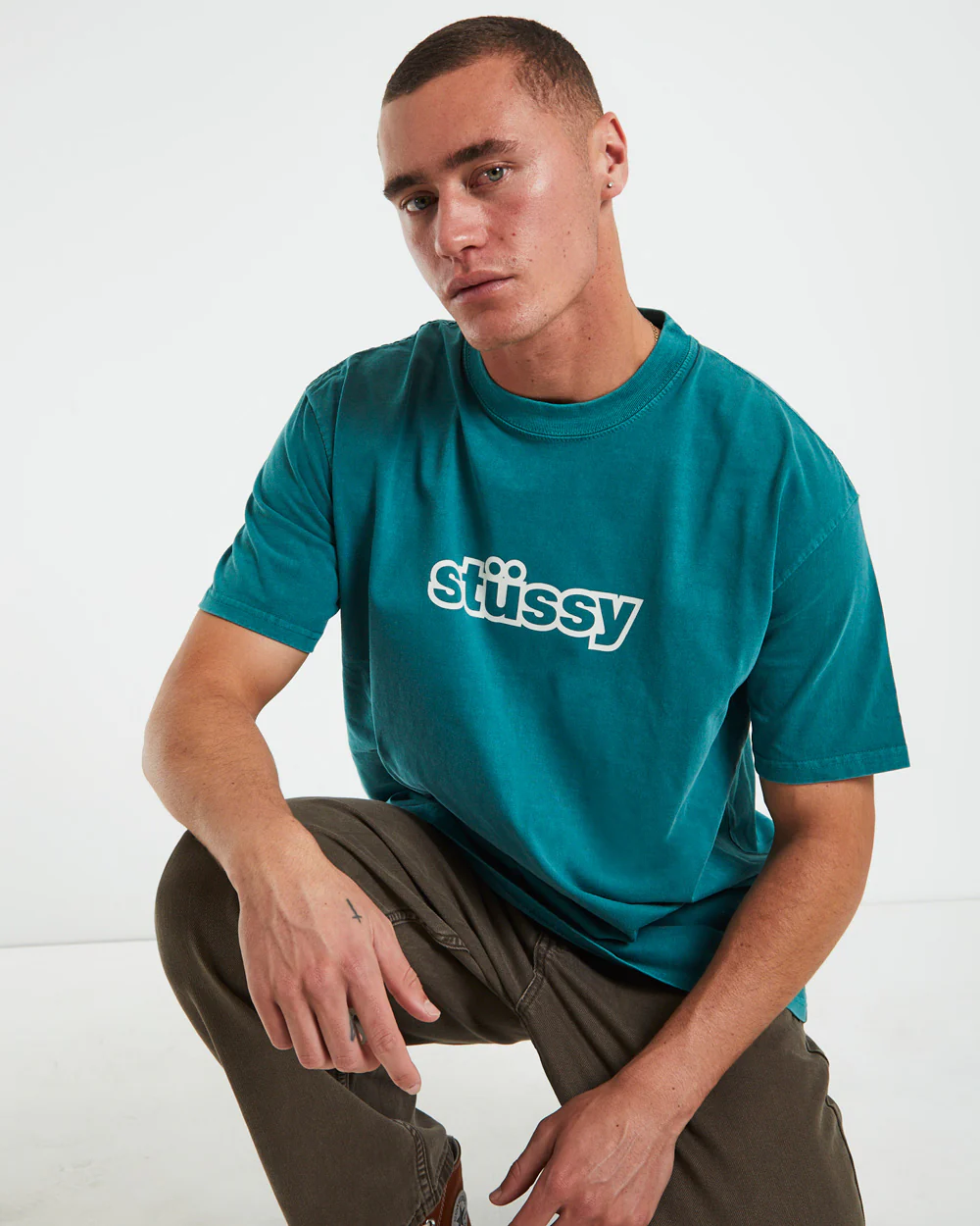 Thick 50-50 Heavyweight Short Sleeve T-Shirt in Ocean Blue - Image 5
