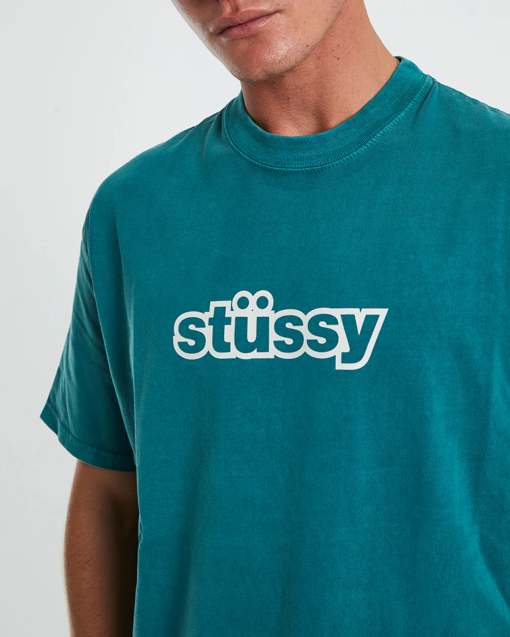 Thick 50-50 Heavyweight Short Sleeve T-Shirt in Ocean Blue - Image 6