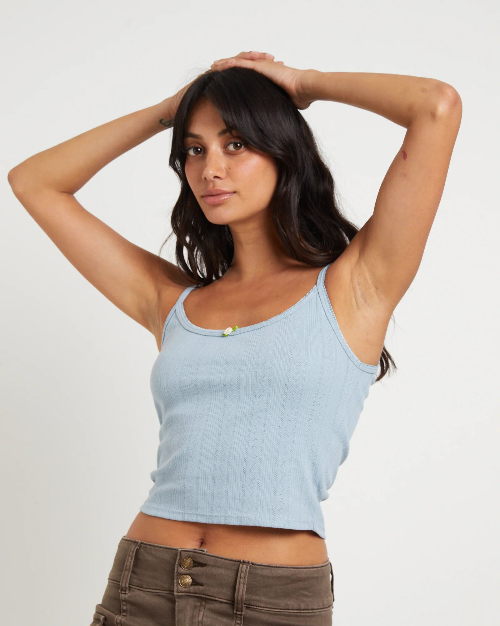 Thrills Pointelle Tank Top in Powder Blue - Image 5