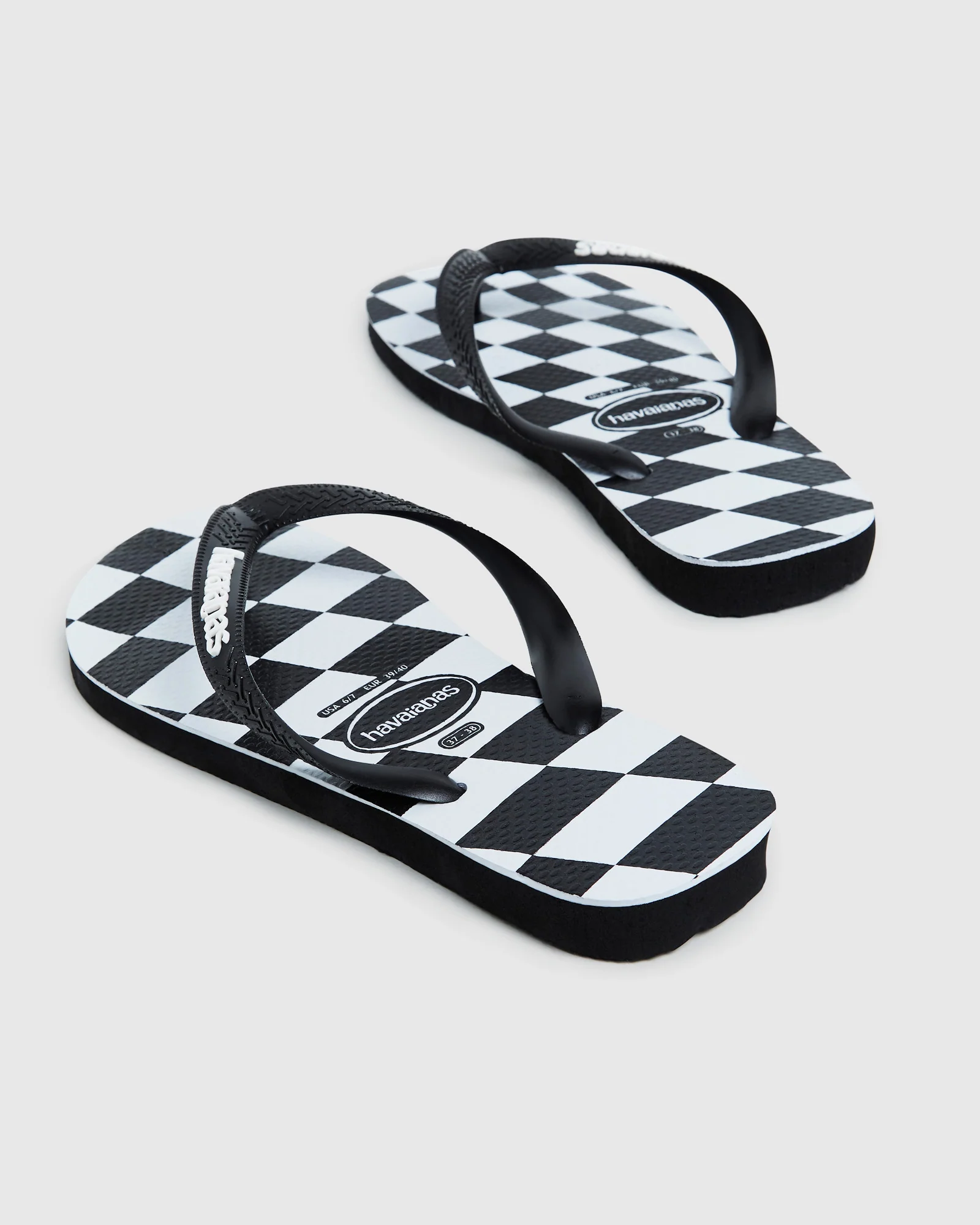 Top Distorted Check Thongs Black/White - Image 3