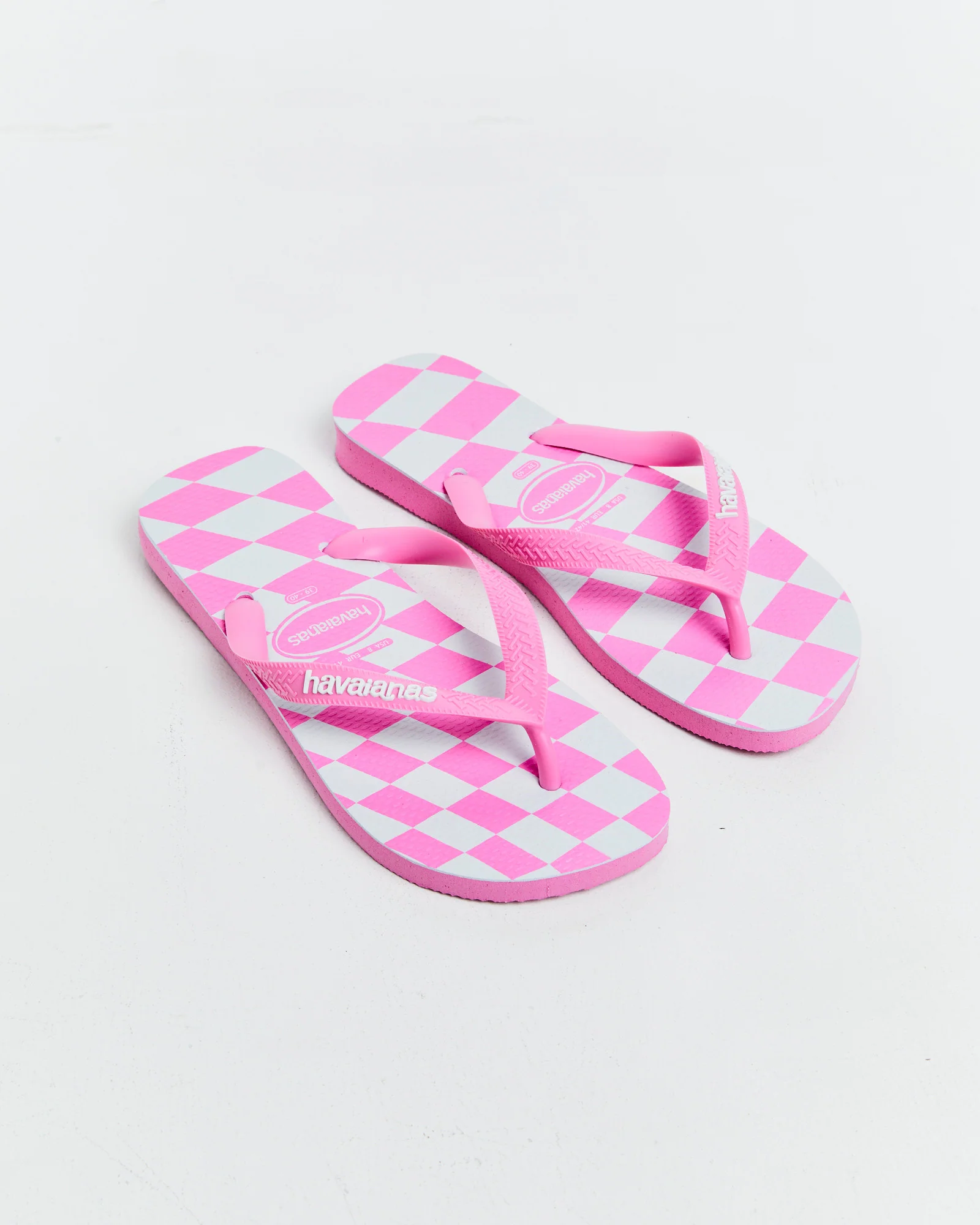 Top Distorted Check Thongs Pink Lemonade - Image 4