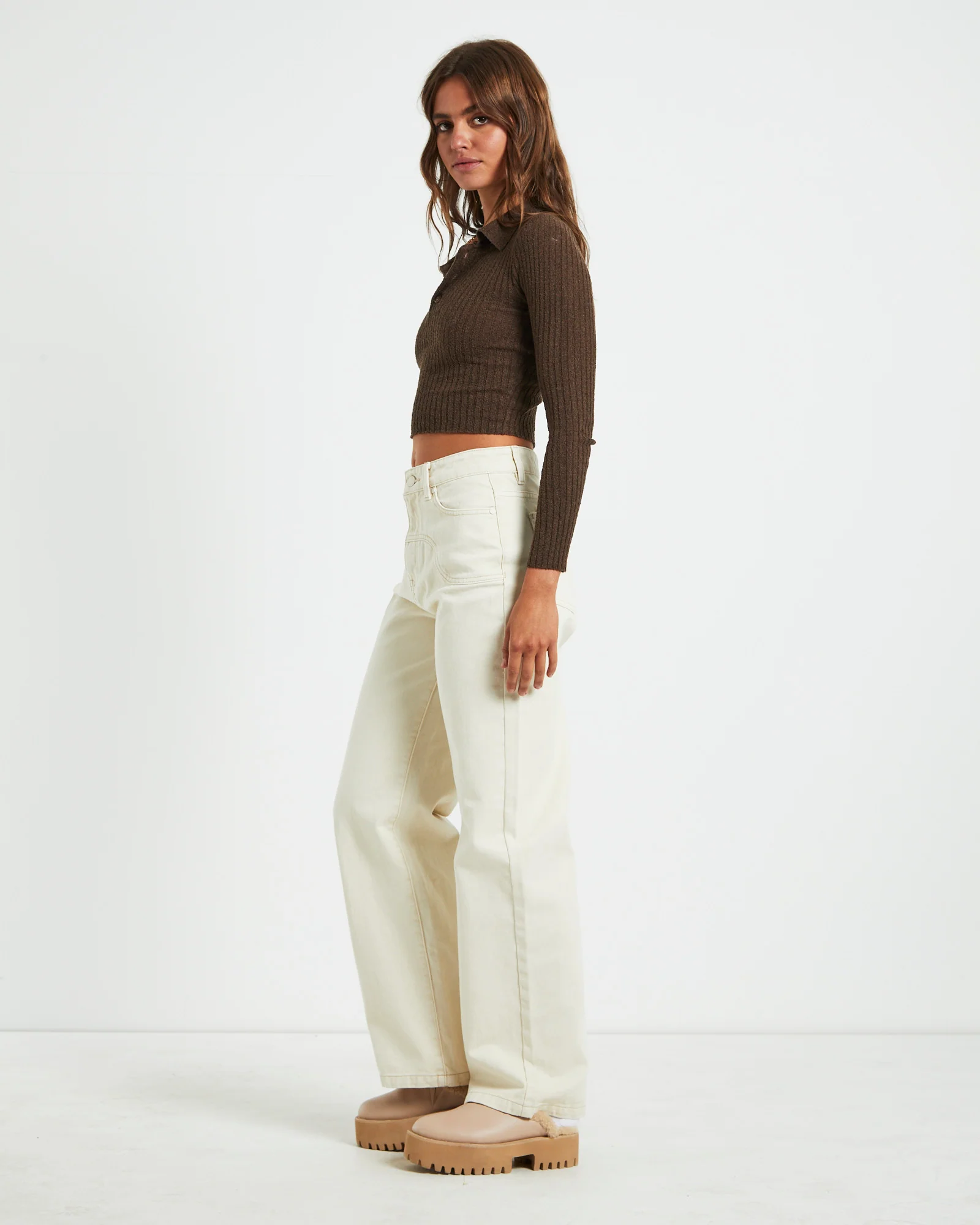Tori Textured Button Top Choc - Image 4