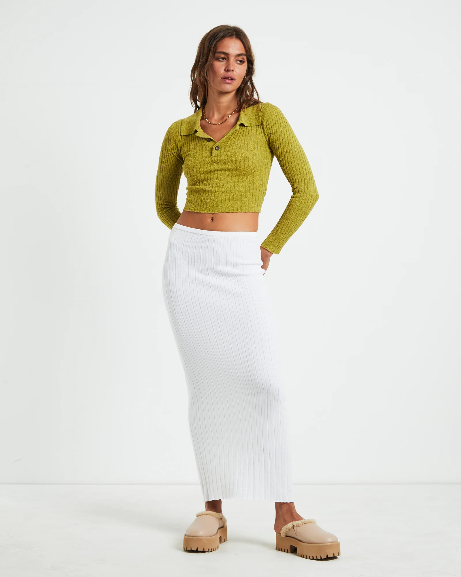 Tori Textured Button Top Moss - Image 3