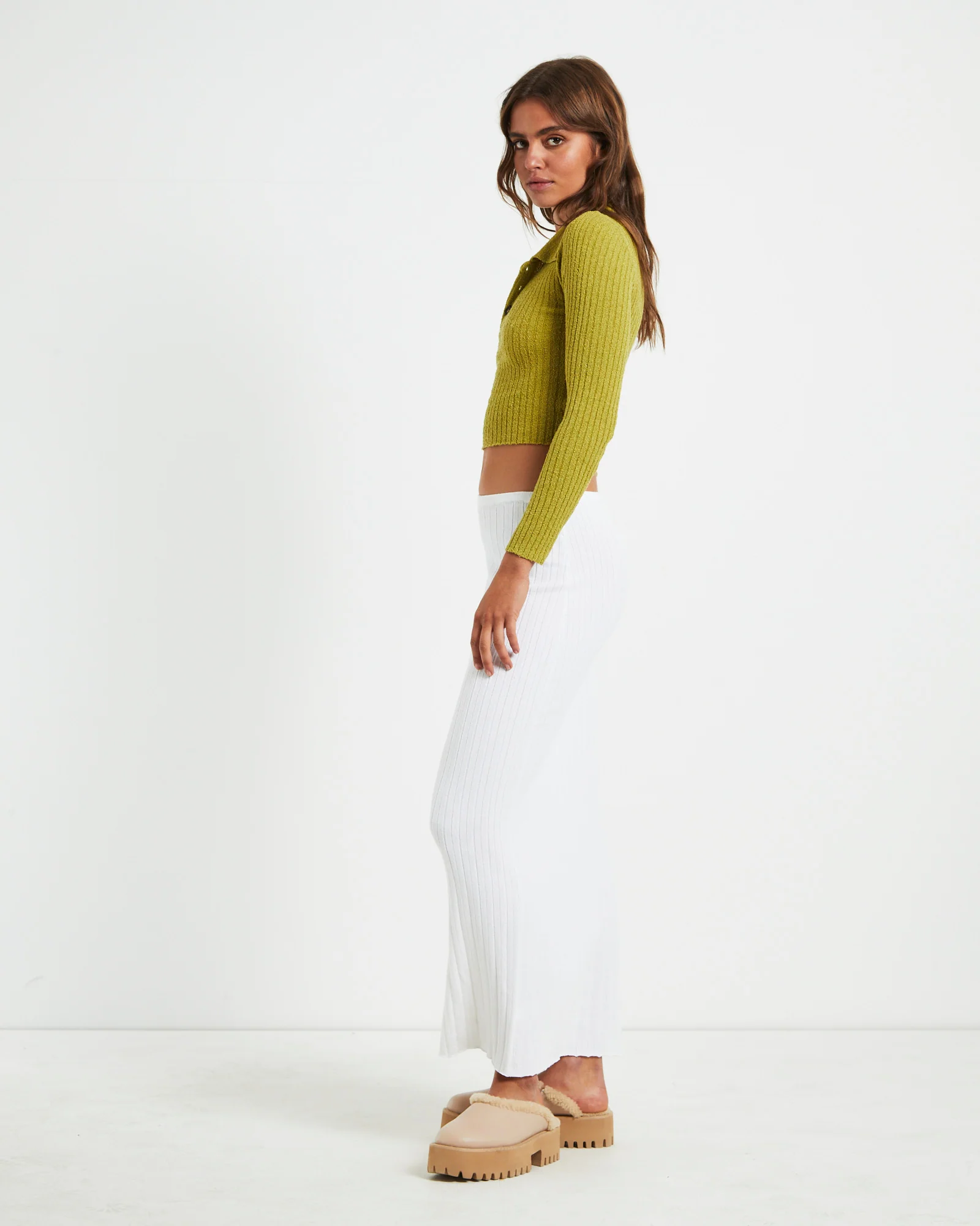 Tori Textured Button Top Moss - Image 4