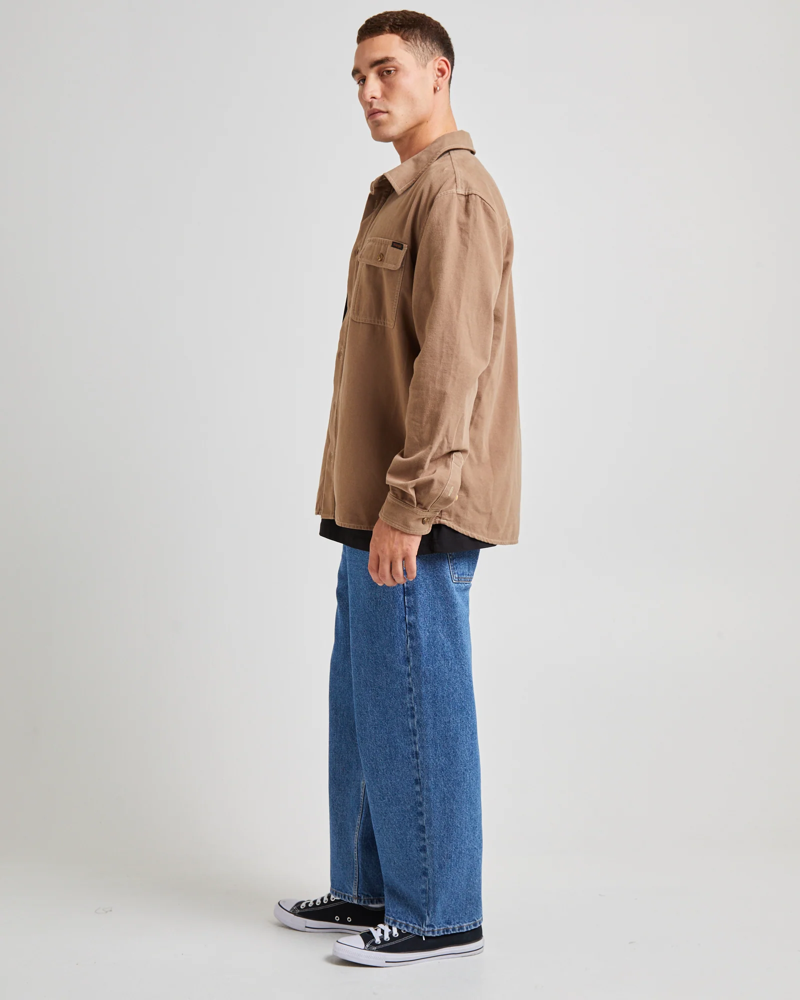 Trade Long Sleeve Overshirt Felt Brown - Image 3