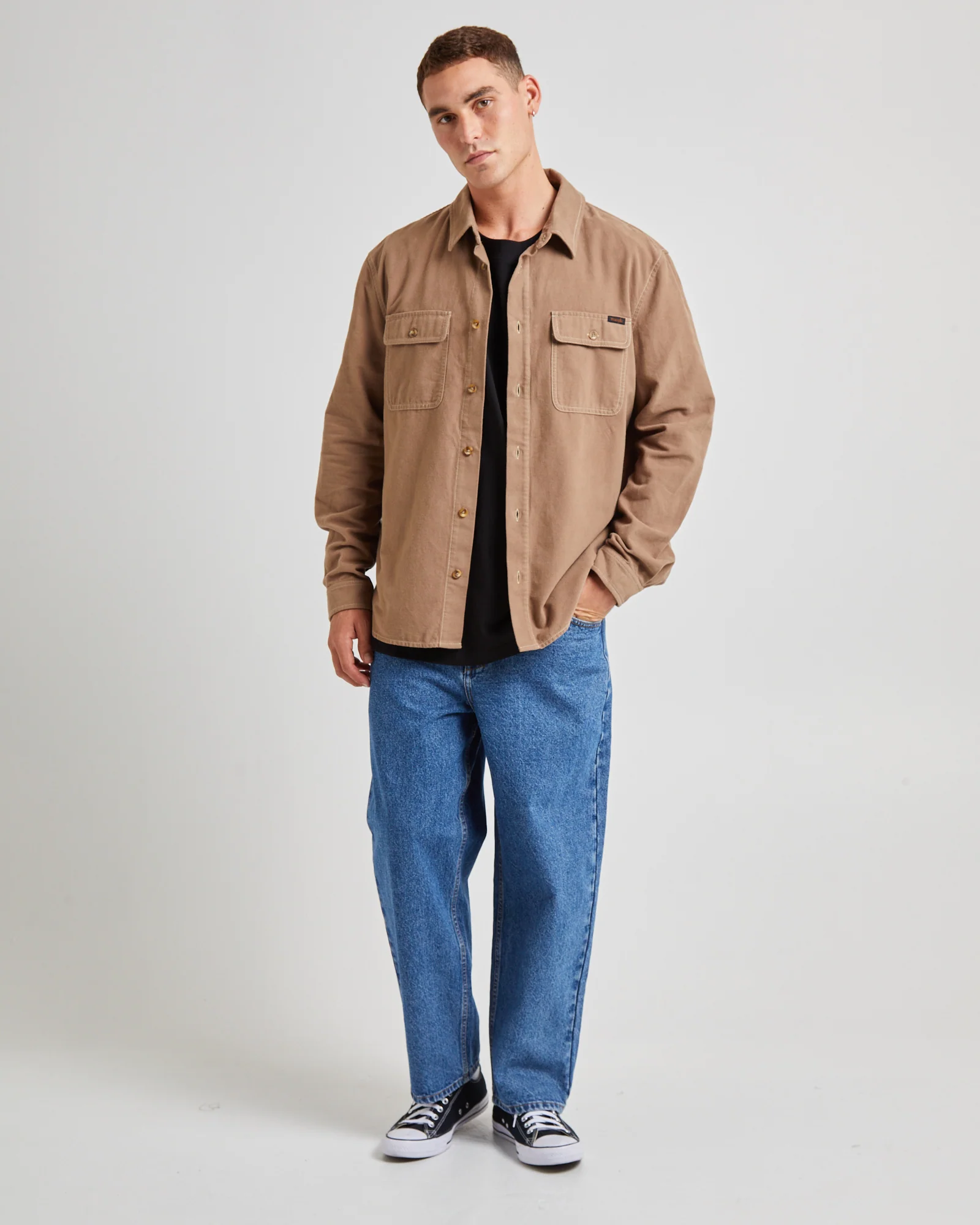 Trade Long Sleeve Overshirt Felt Brown - Image 4